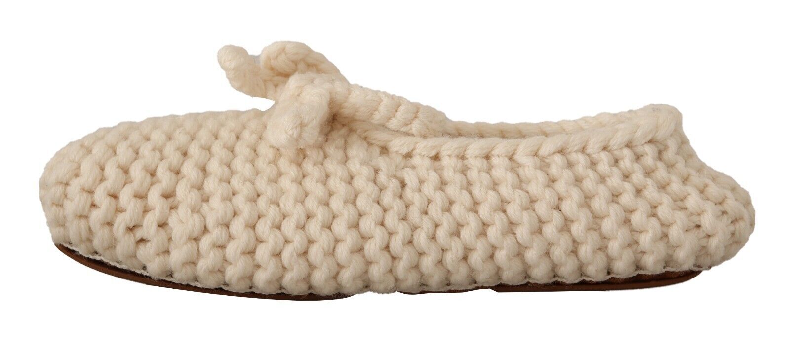Dolce & Gabbana White Slip On Ballerina Flats Wool Knit Shoes Dolce & Gabbana