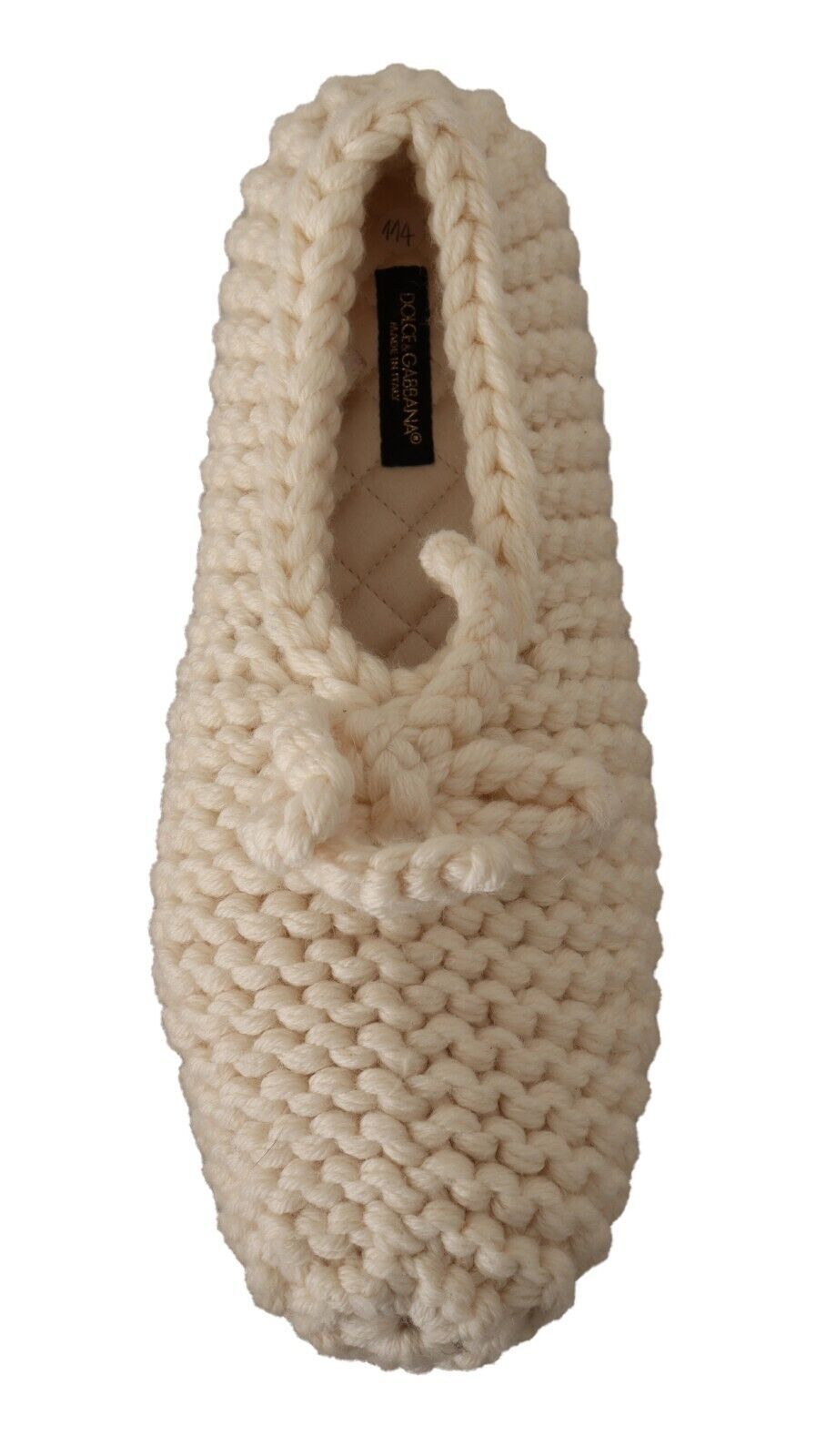 Dolce & Gabbana White Slip On Ballerina Flats Wool Knit Shoes Dolce & Gabbana