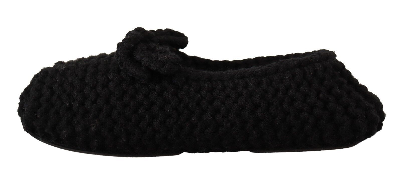 Dolce & Gabbana Black Slip On Ballerina Flats Wool Knit Shoes Dolce & Gabbana