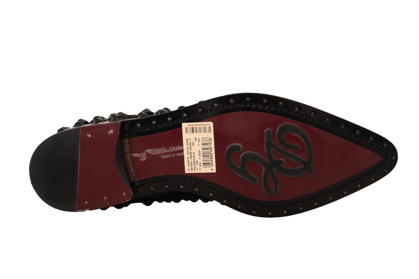 Dolce & Gabbana Black Lace Up Studded Formal Flats Shoes Dolce & Gabbana