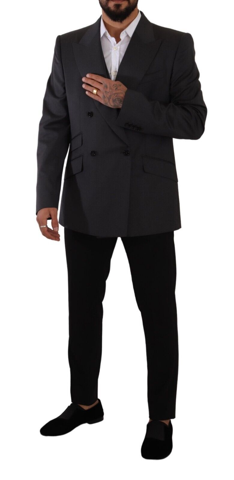 Dolce & Gabbana Gray Double Breasted 2 Piece SICILIA Blazer Dolce & Gabbana