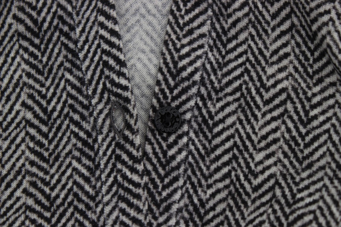 Dolce & Gabbana Black White Wool Top Cardigan Sweater Dolce & Gabbana