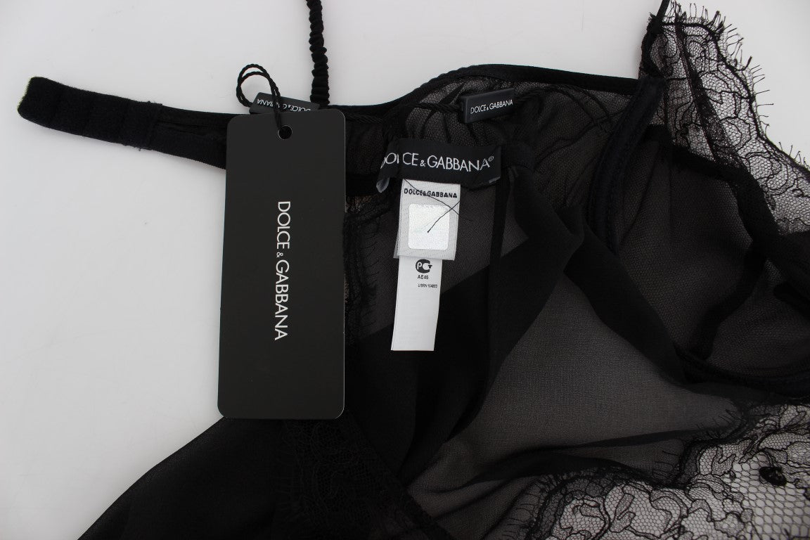 Dolce & Gabbana Black Silk Lace Babydoll Lingerie Top Dolce & Gabbana