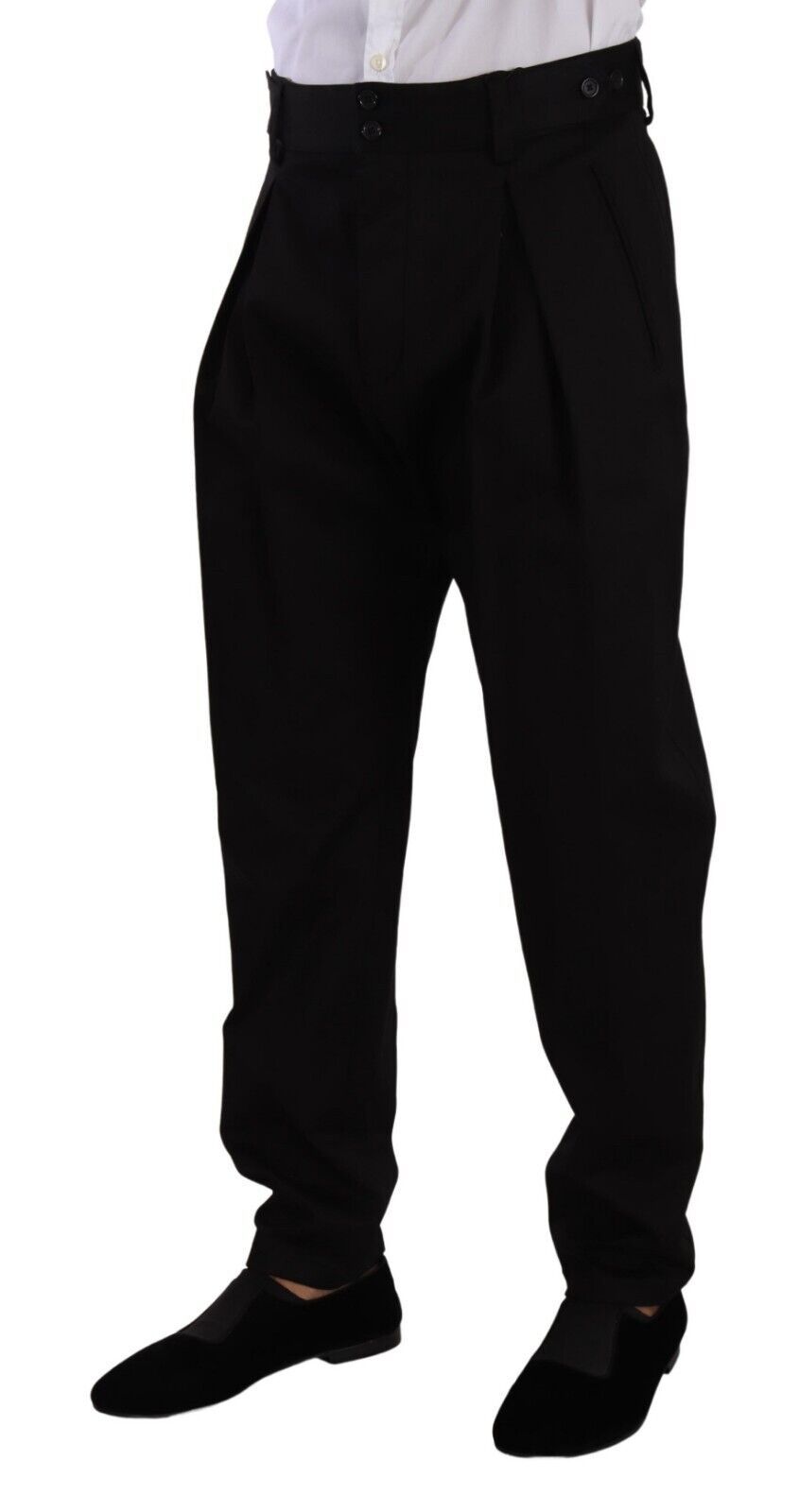Dolce & Gabbana Black Cotton High Waist Men Trouser Dress Pants Dolce & Gabbana