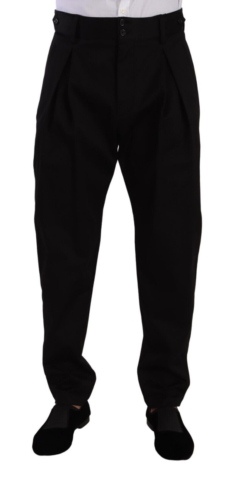 Dolce & Gabbana Black Cotton High Waist Men Trouser Dress Pants Dolce & Gabbana