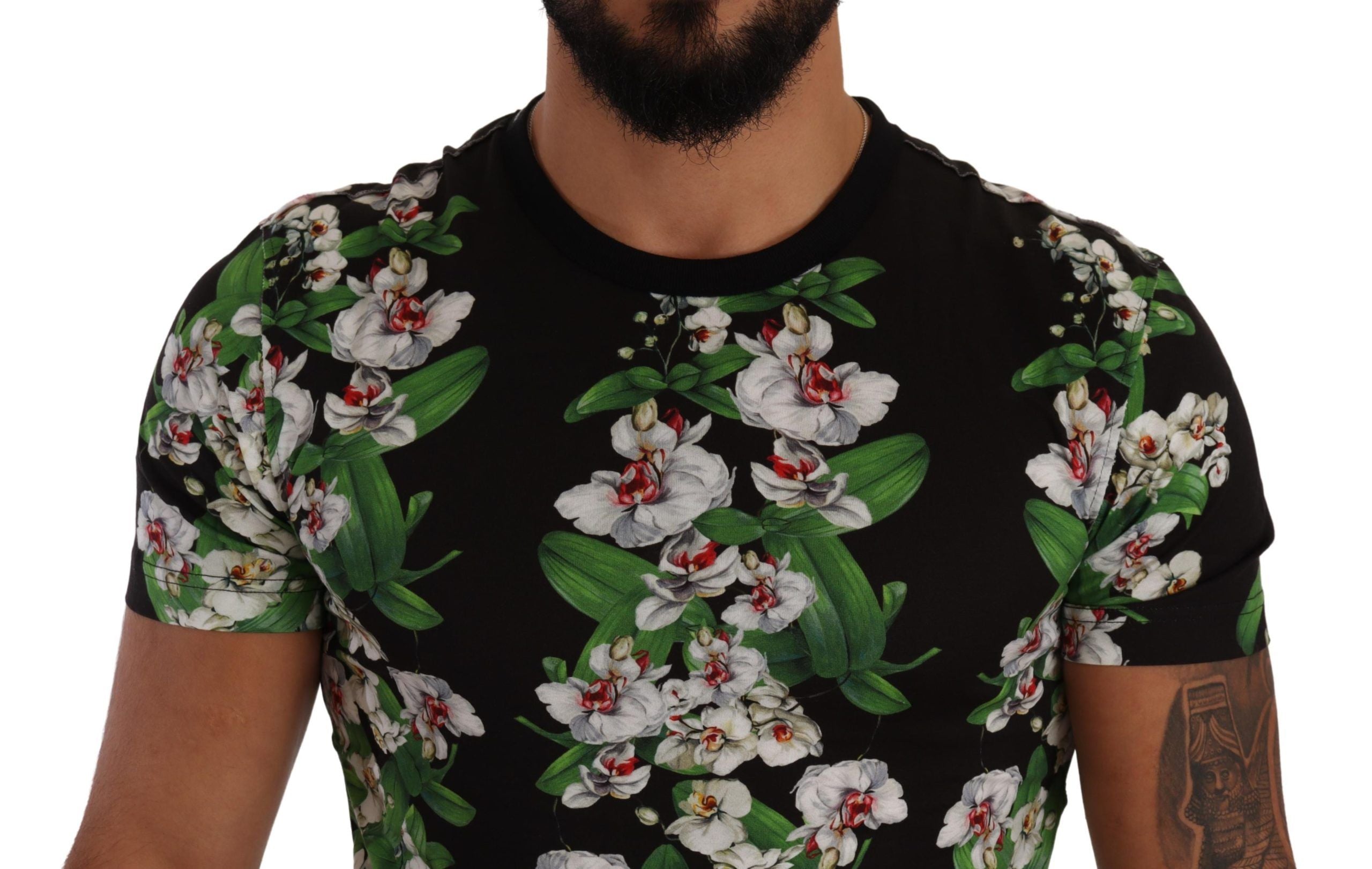 Dolce & Gabbana Black Floral Print Crewneck T-shirt Dolce & Gabbana