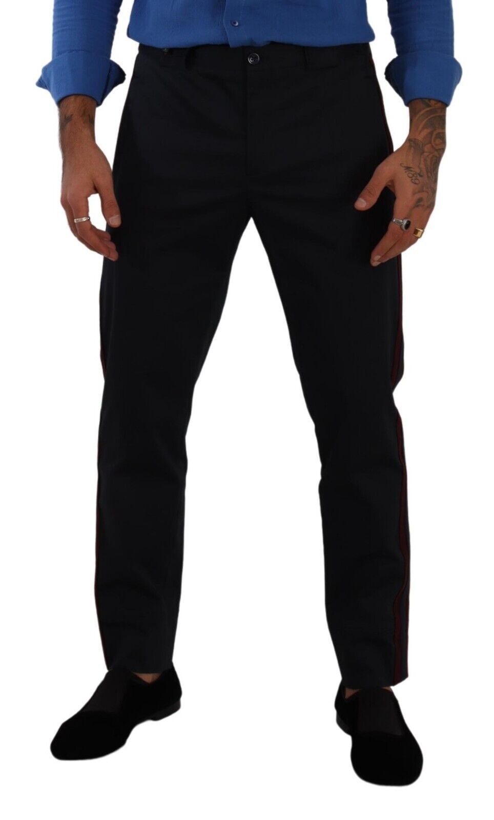 Dolce & Gabbana Blue Bordeaux Cotton Skinny Chino Pants Dolce & Gabbana