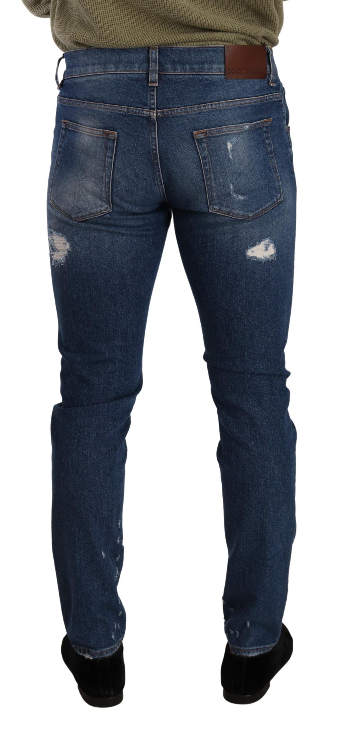 Dolce & Gabbana Blue Wash Cotton Stretch Slim Fit Denim Jeans Dolce & Gabbana