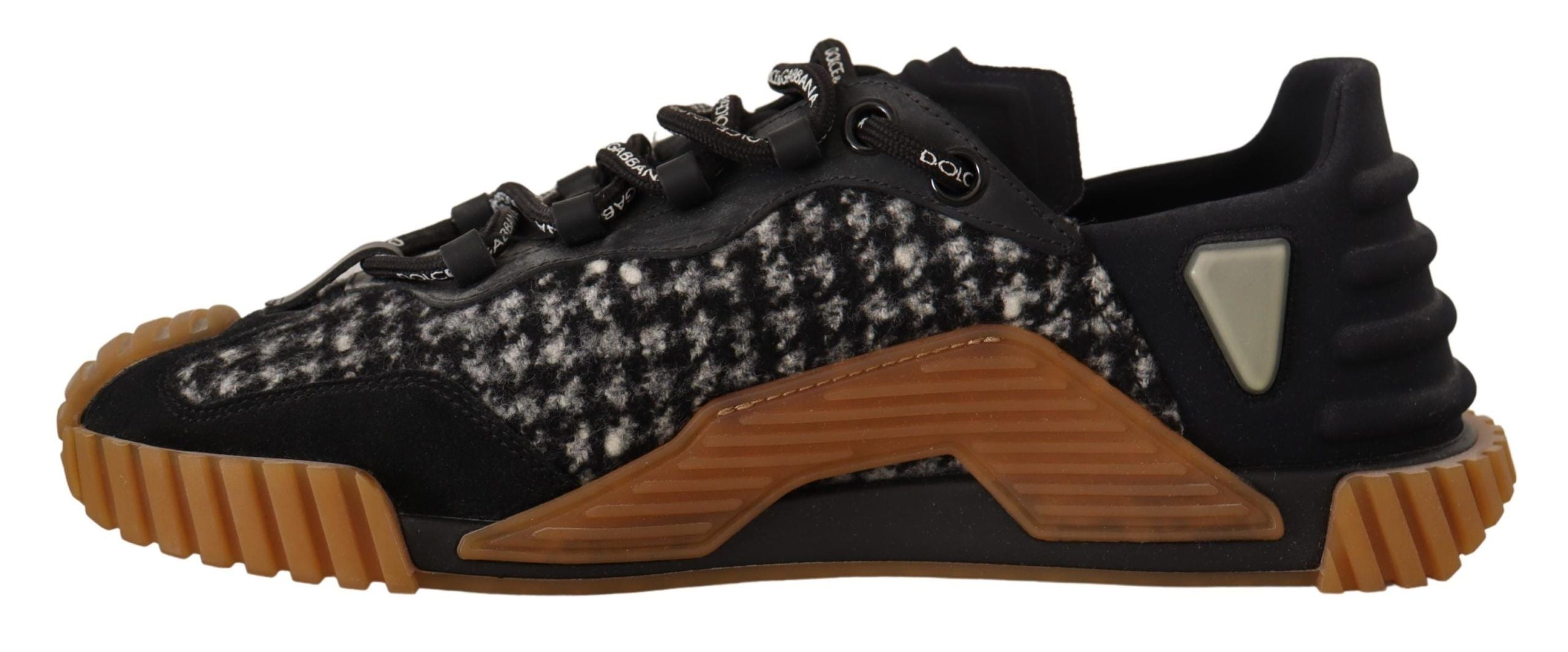 Dolce & Gabbana Black White Fabric Lace Up NS1 Sneakers Dolce & Gabbana
