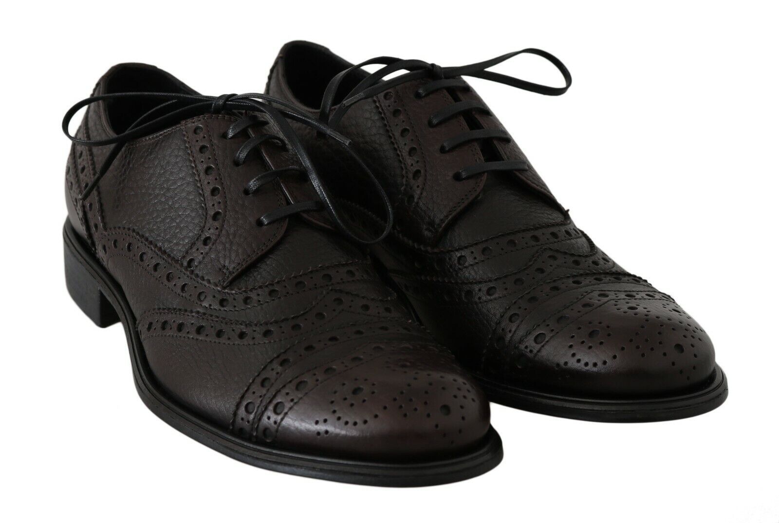 Dolce & Gabbana Brown Leather Wingtip Derby Formal Shoes Dolce & Gabbana