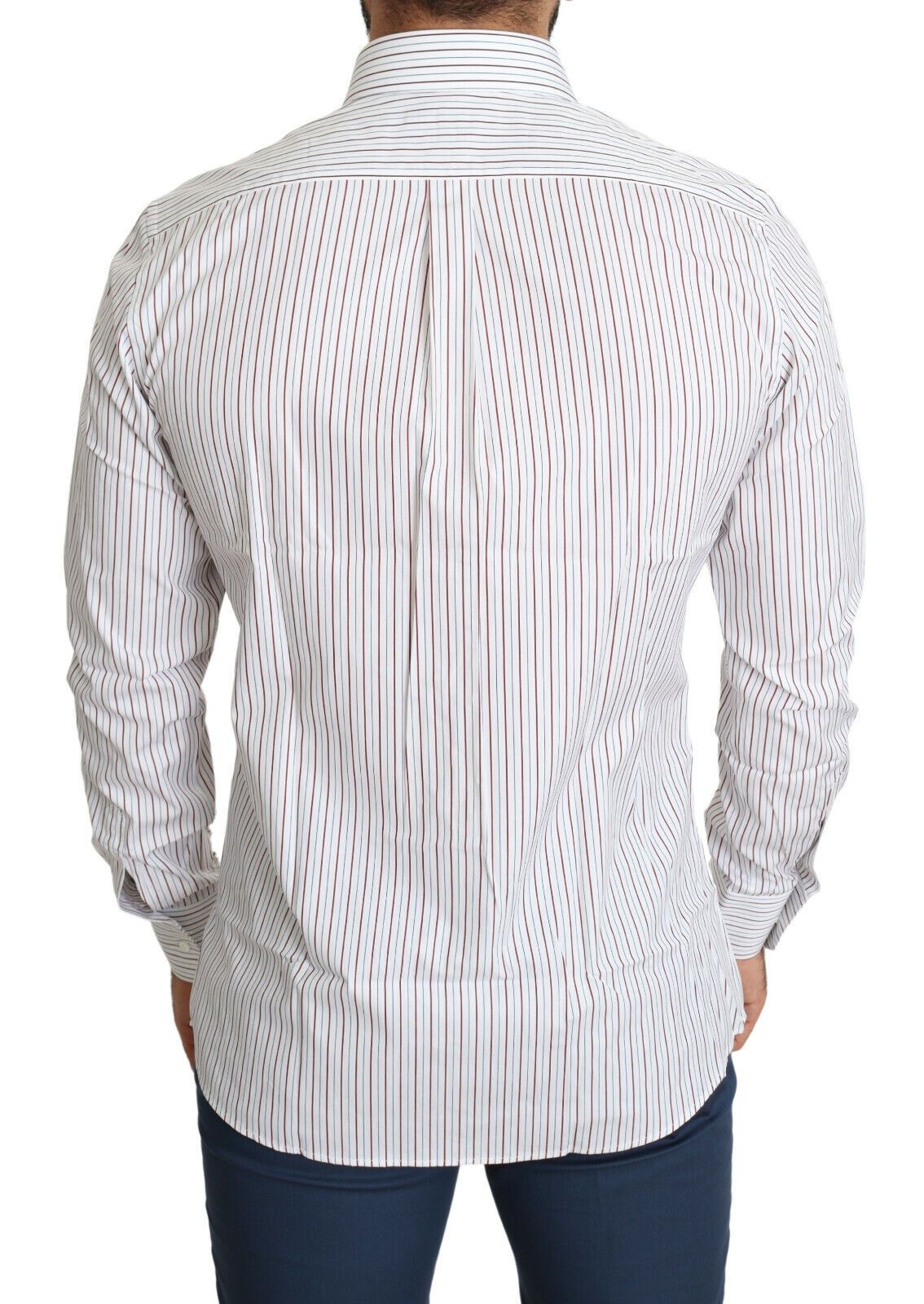 Dolce & Gabbana White Striped Formal MARTINI Shirt Dolce & Gabbana