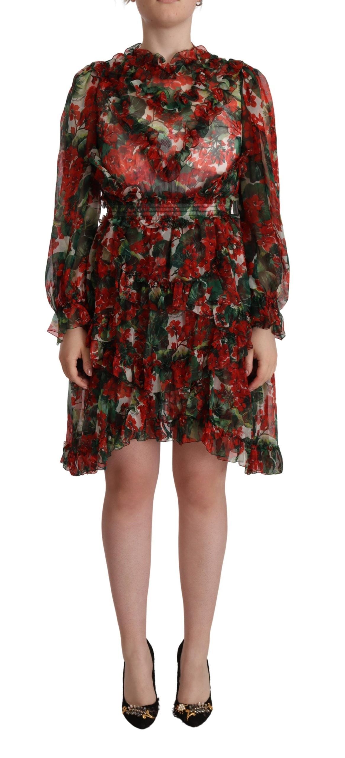 Dolce & Gabbana Multicolor Red Floral Silk Long Maxi Dress Dolce & Gabbana