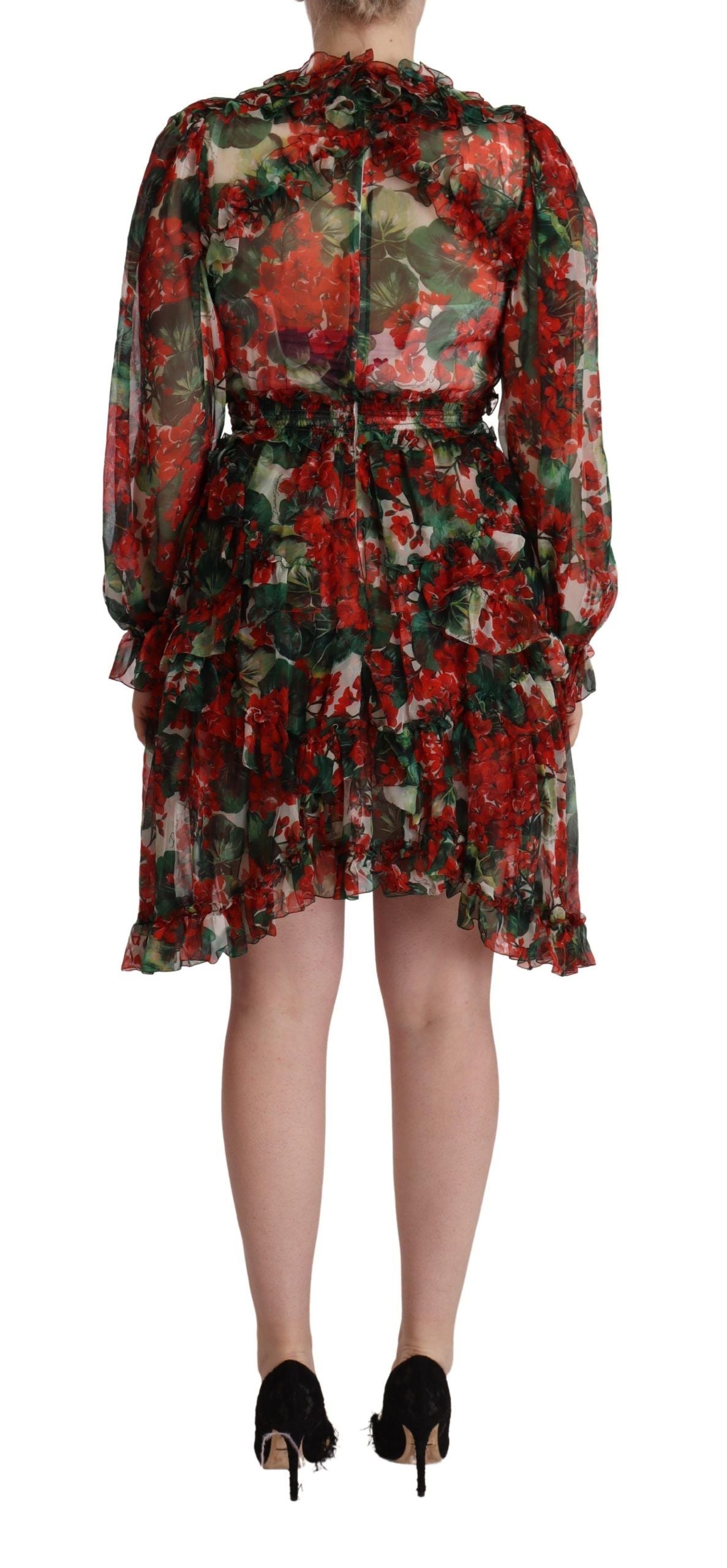Dolce & Gabbana Multicolor Red Floral Silk Long Maxi Dress Dolce & Gabbana