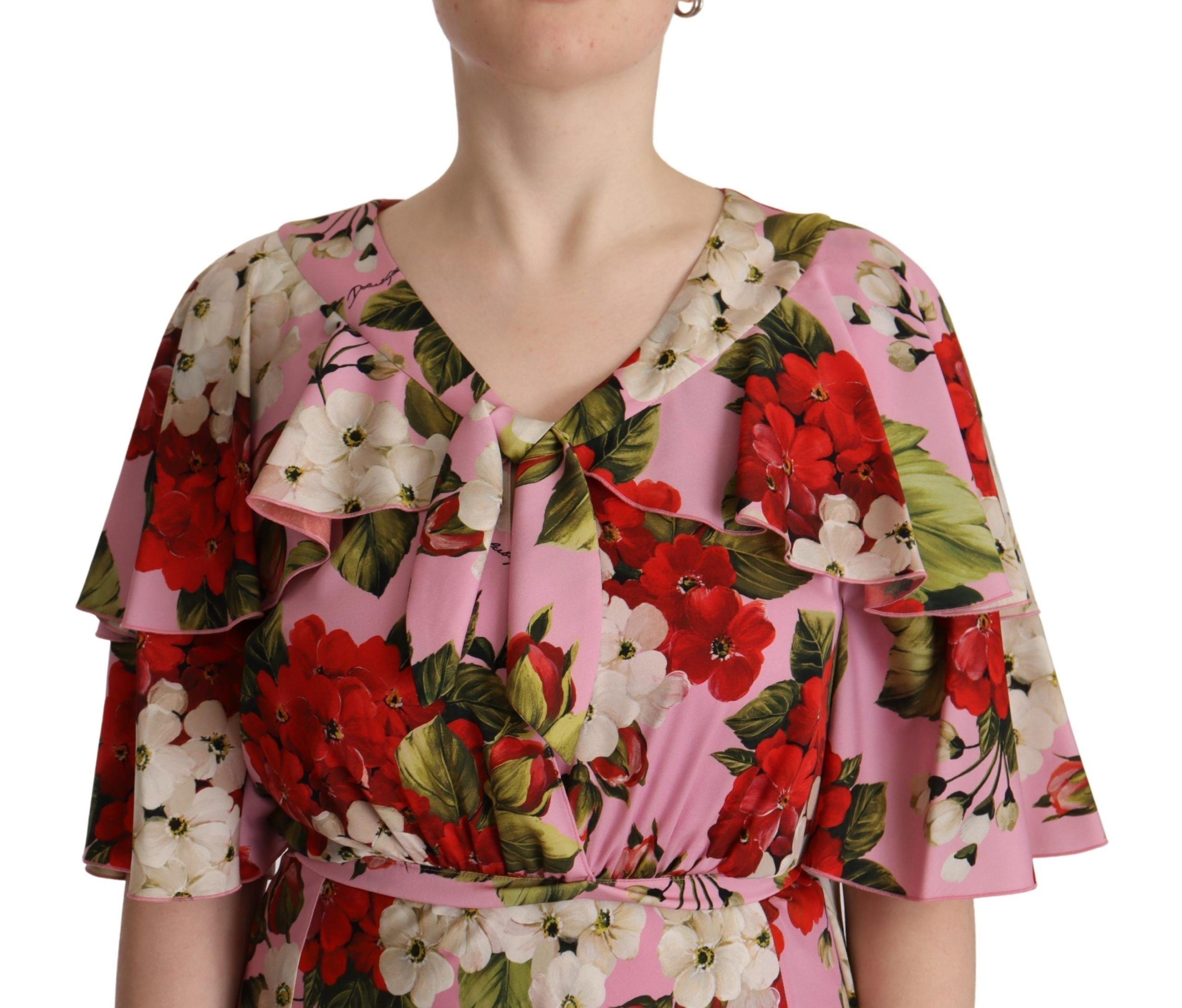 Dolce & Gabbana Pink Floral Silk Stretch Gown Maxi Dress Dolce & Gabbana