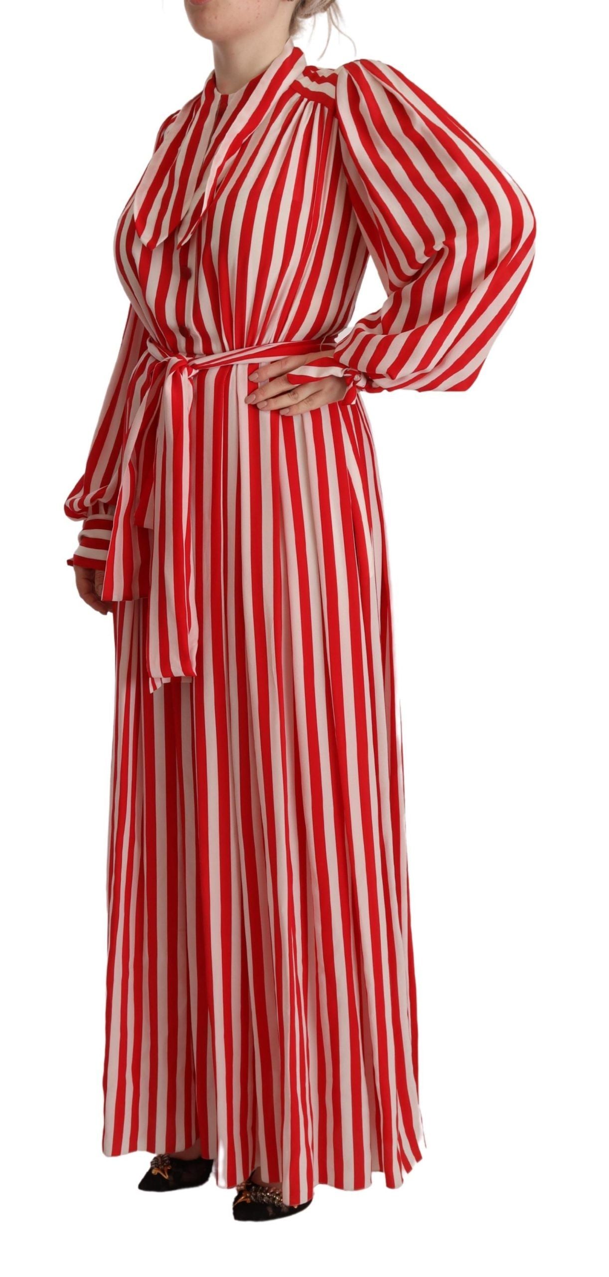 Dolce & Gabbana White Red Silk A-Line Shift Gown Dress Dolce & Gabbana