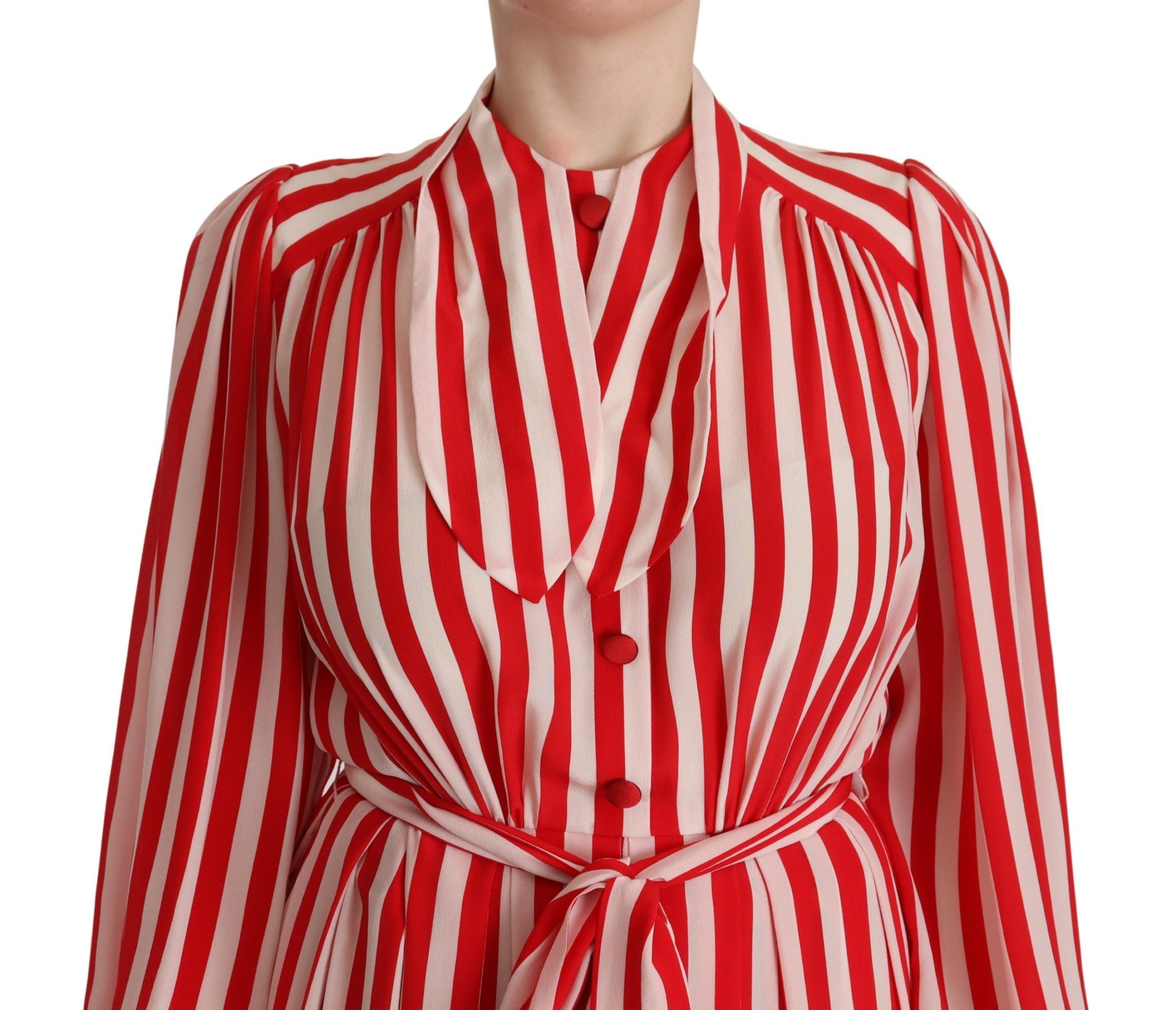 Dolce & Gabbana White Red Silk A-Line Shift Gown Dress Dolce & Gabbana