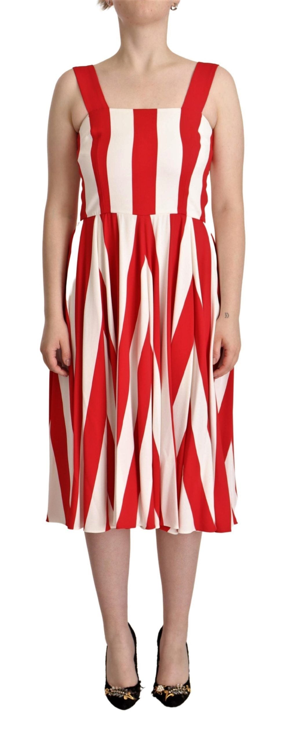 Dolce & Gabbana White Red Stretch Shift A-line Gown Dress Dolce & Gabbana