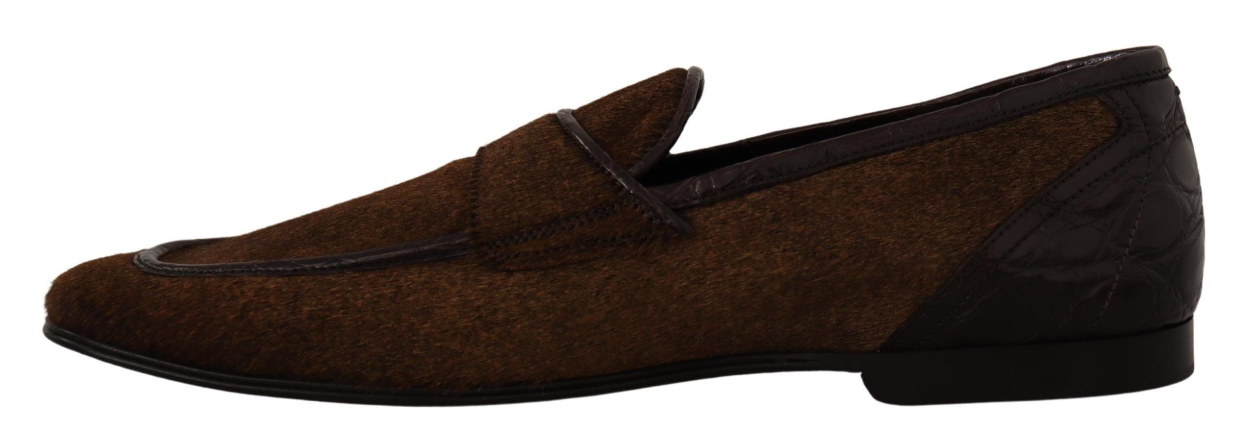 Dolce & Gabbana Shoes Dress Loafers Brown Leather Slip Shoes Dolce & Gabbana