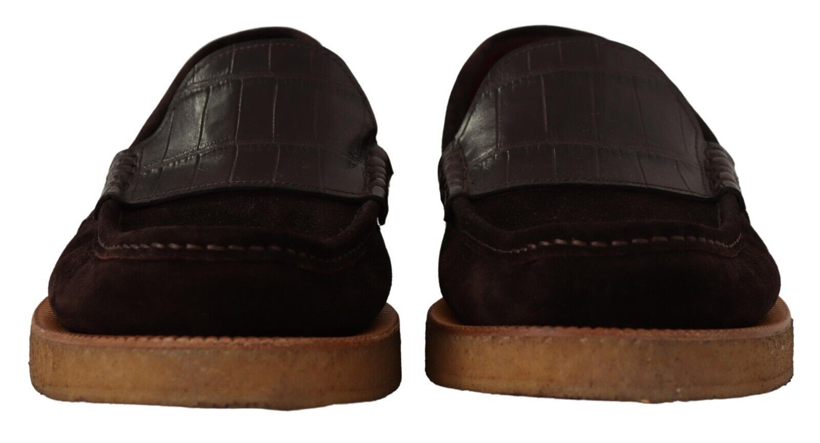Dolce & Gabbana Brown Suede Leather Slip On Flats Moccasin Shoes Dolce & Gabbana