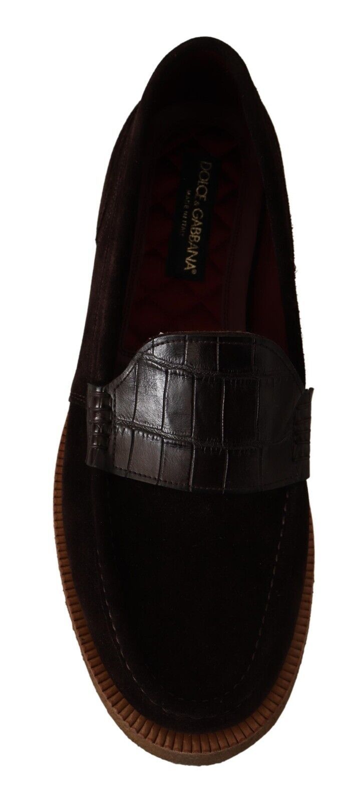 Dolce & Gabbana Brown Suede Leather Slip On Flats Moccasin Shoes Dolce & Gabbana