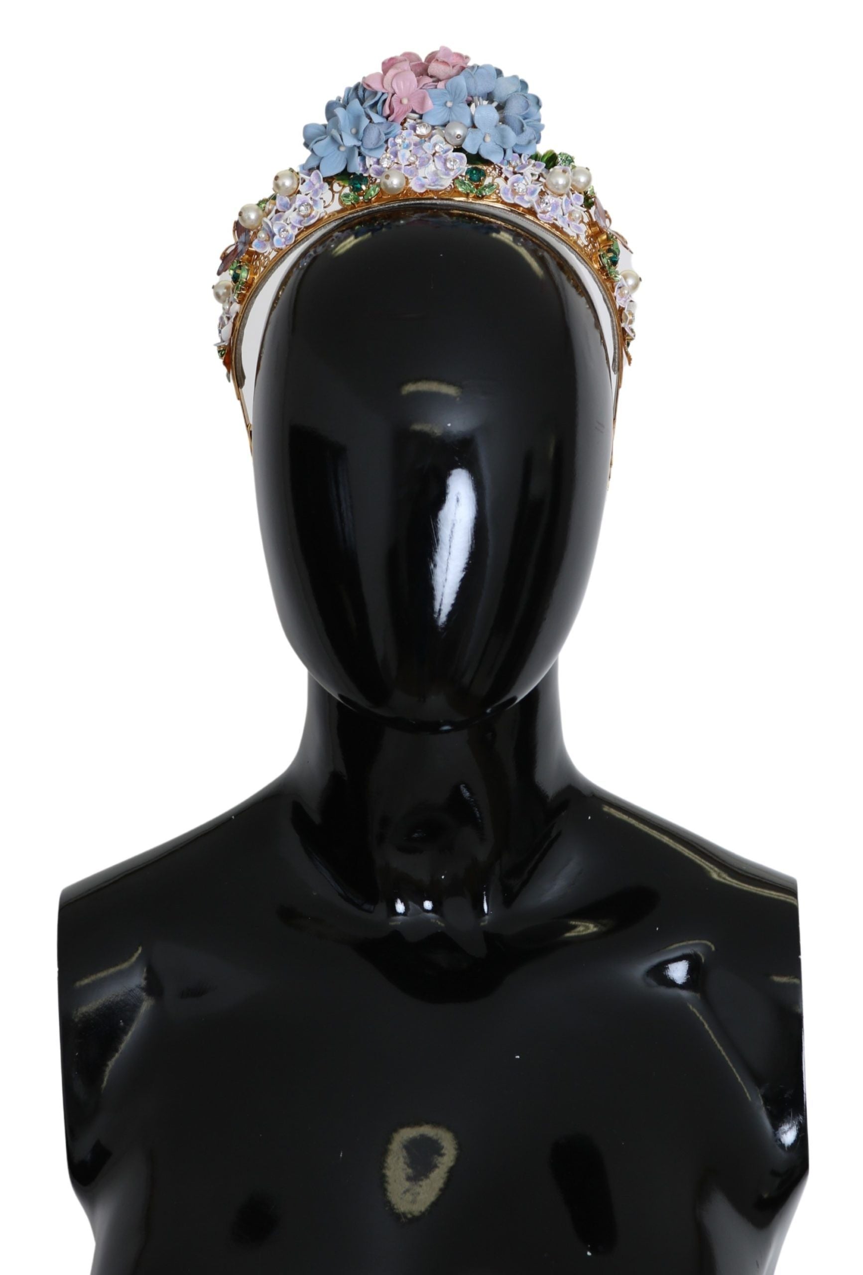 Dolce & Gabbana Gold Crystal Purple Hortensia Headband Crown Diadem Dolce & Gabbana