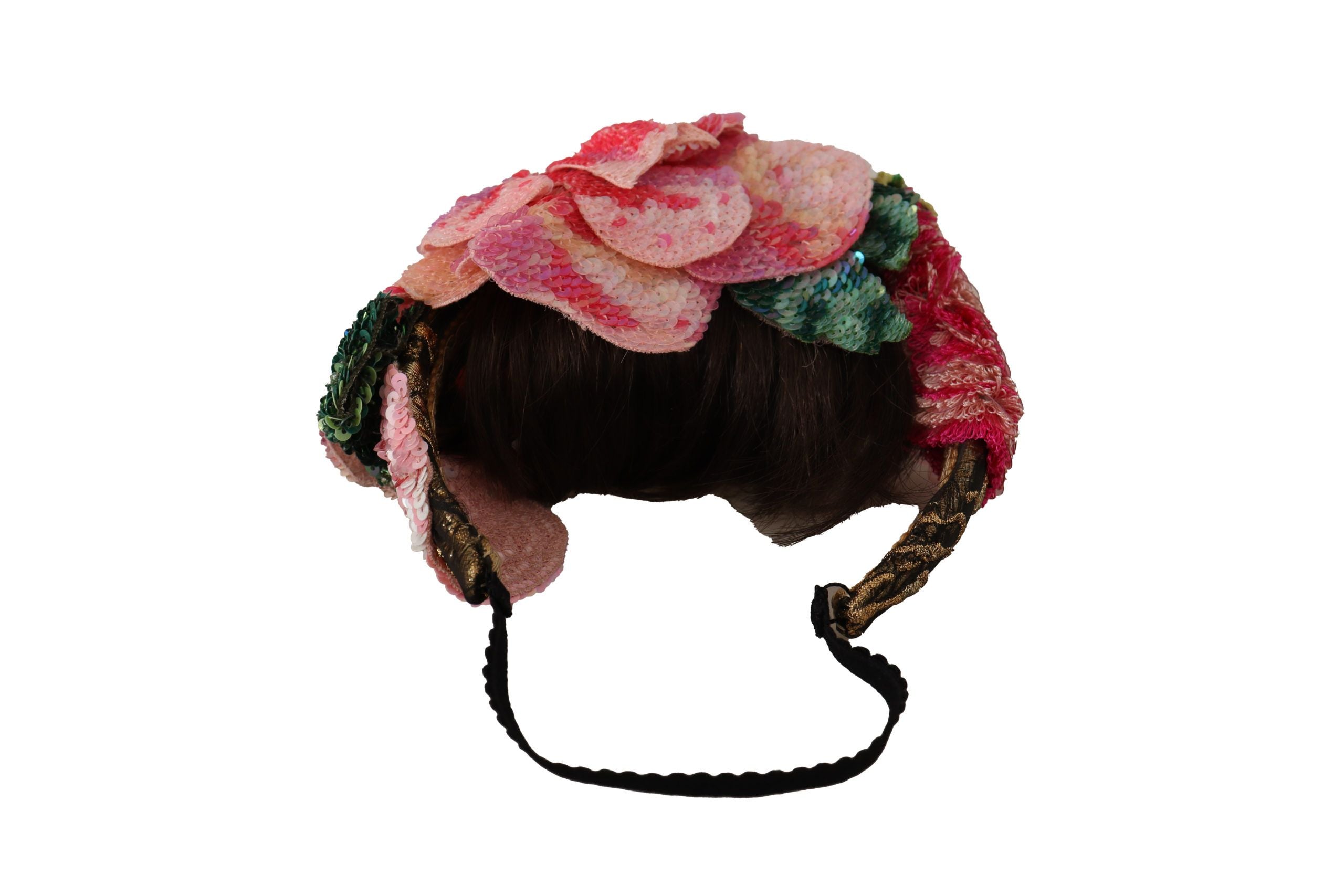 Dolce & Gabbana Multicolor Sequined Lurex Black Hair Headband Dolce & Gabbana