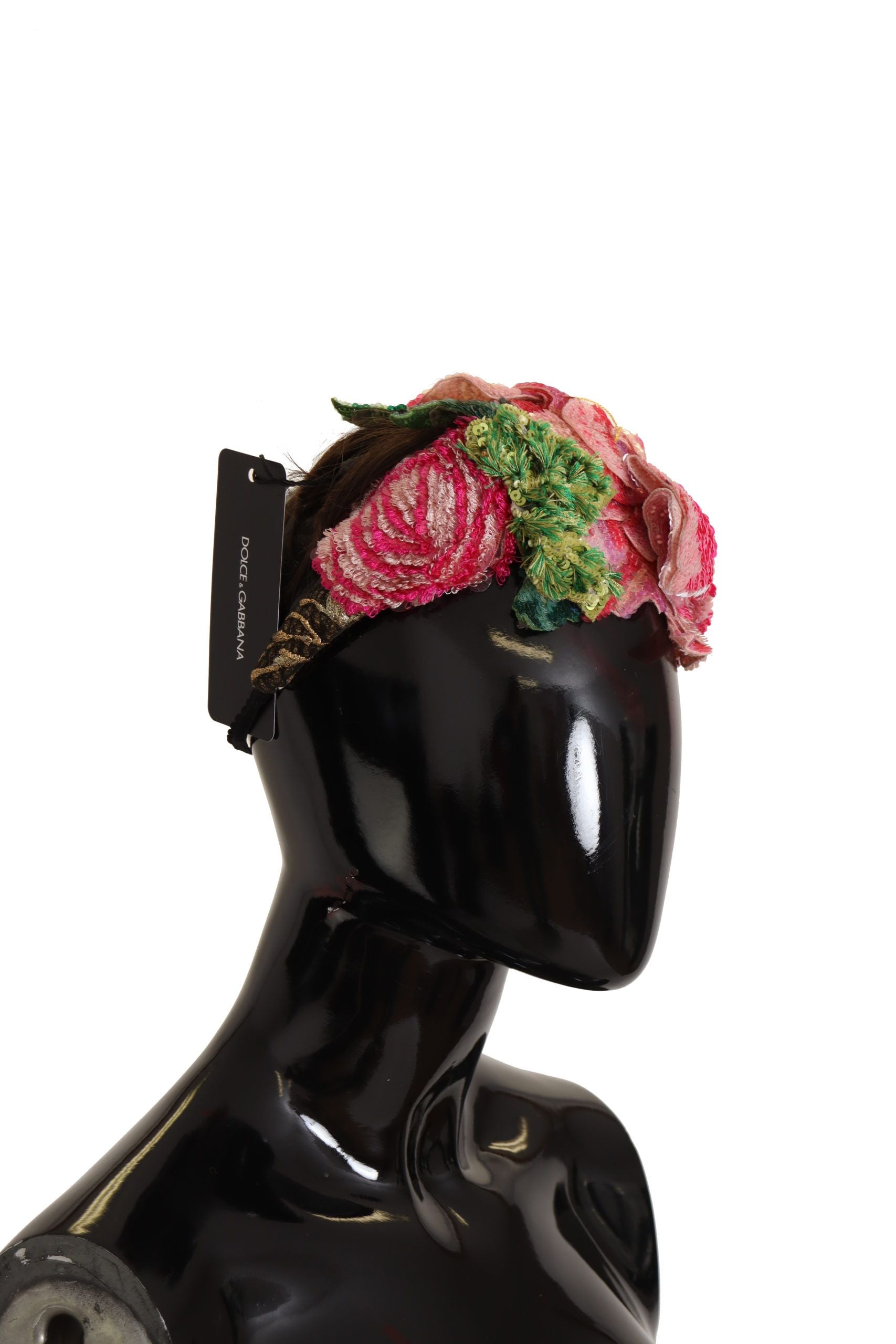 Dolce & Gabbana Multicolor Sequined Lurex Black Hair Headband Dolce & Gabbana