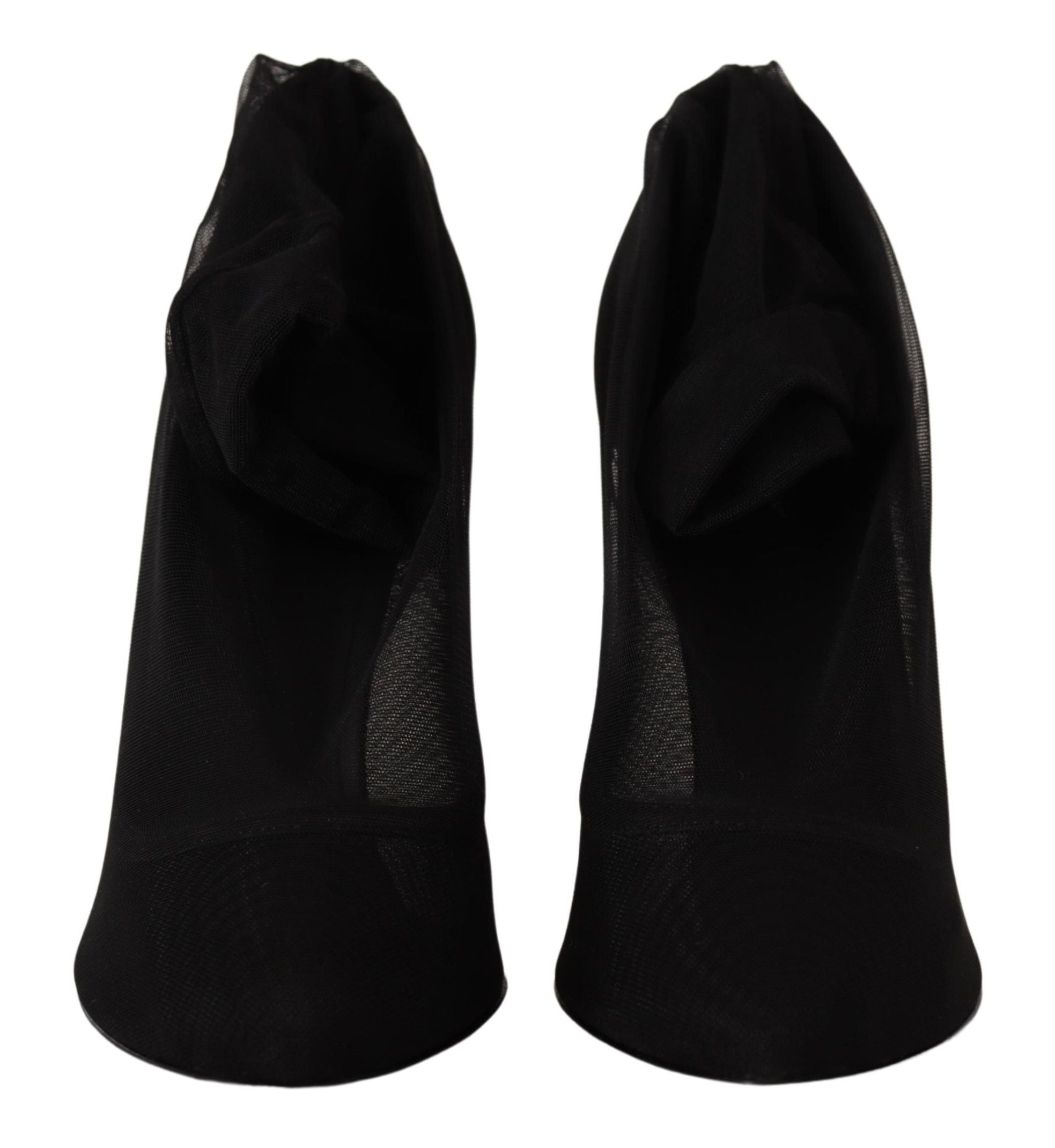 Dolce & Gabbana Black Tulle Stretch Boots Pumps Shoes Dolce & Gabbana