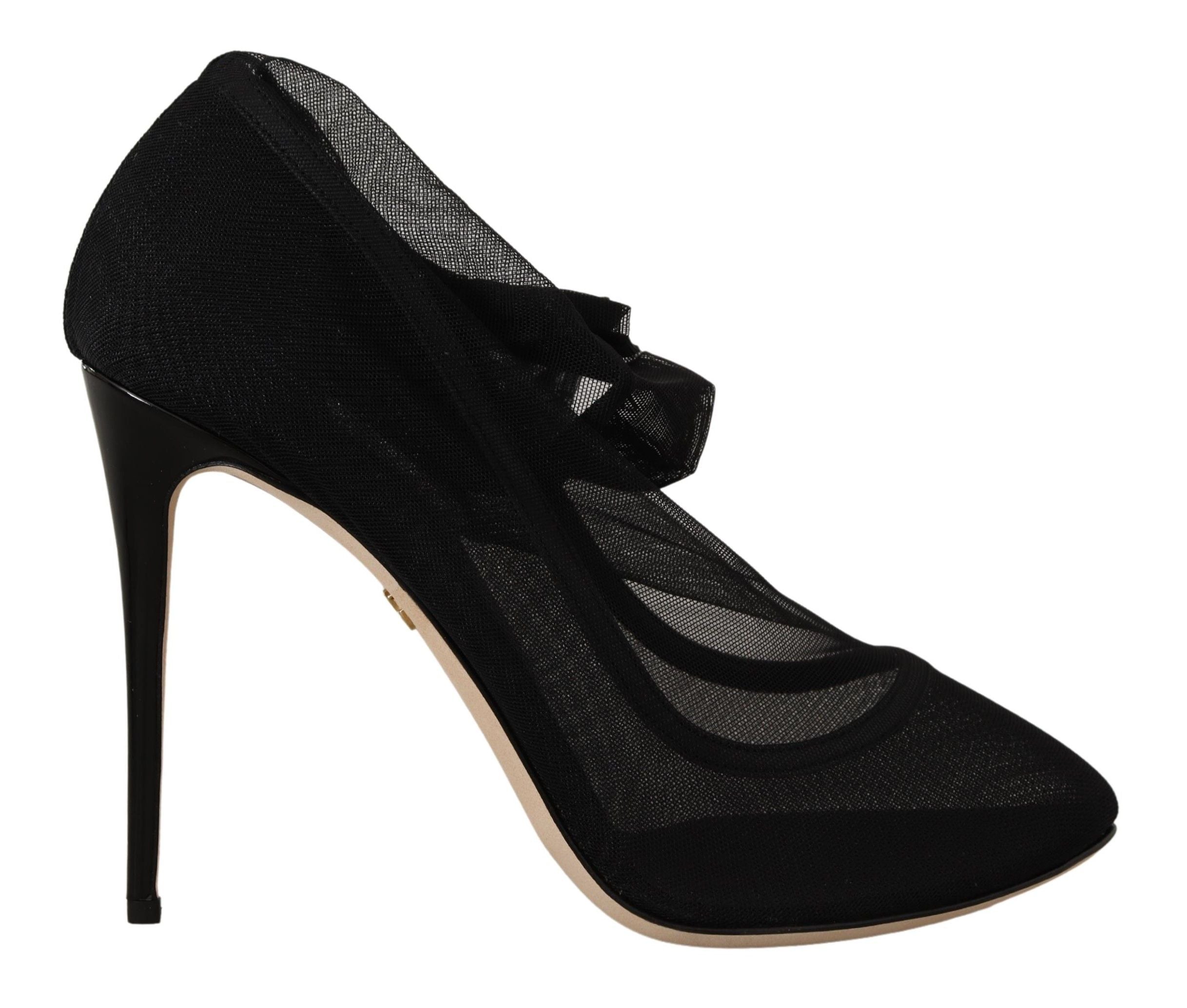Dolce & Gabbana Black Stretch Tulle Stretch Boots Shoes Dolce & Gabbana