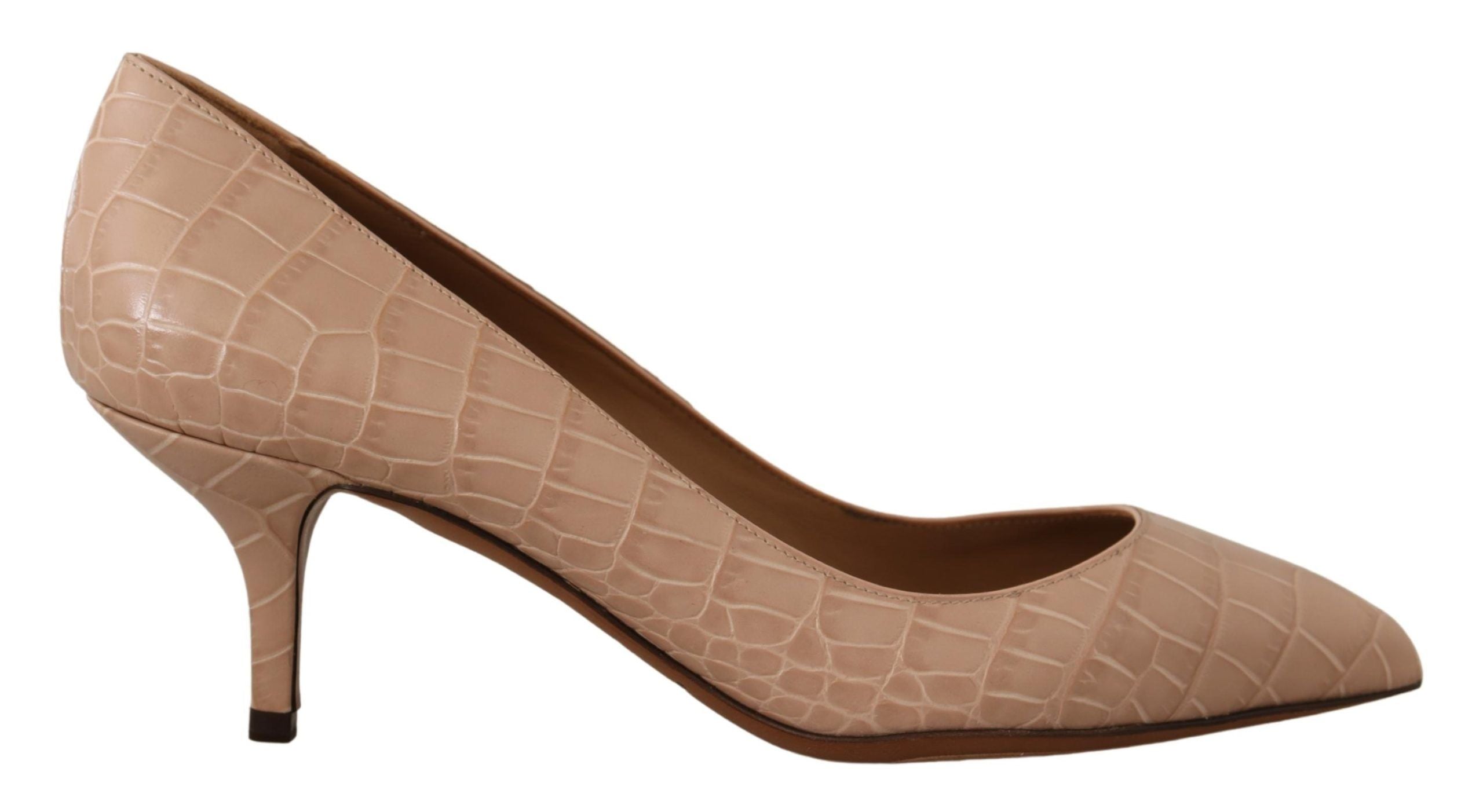 Dolce & Gabbana Beige Leather Pointed Heels Pumps Shoes Dolce & Gabbana