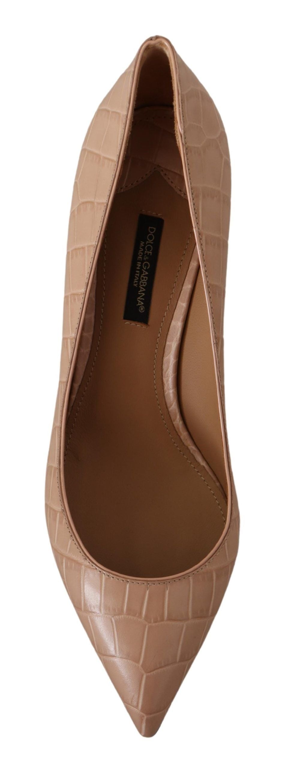 Dolce & Gabbana Beige Leather Pointed Heels Pumps Shoes Dolce & Gabbana