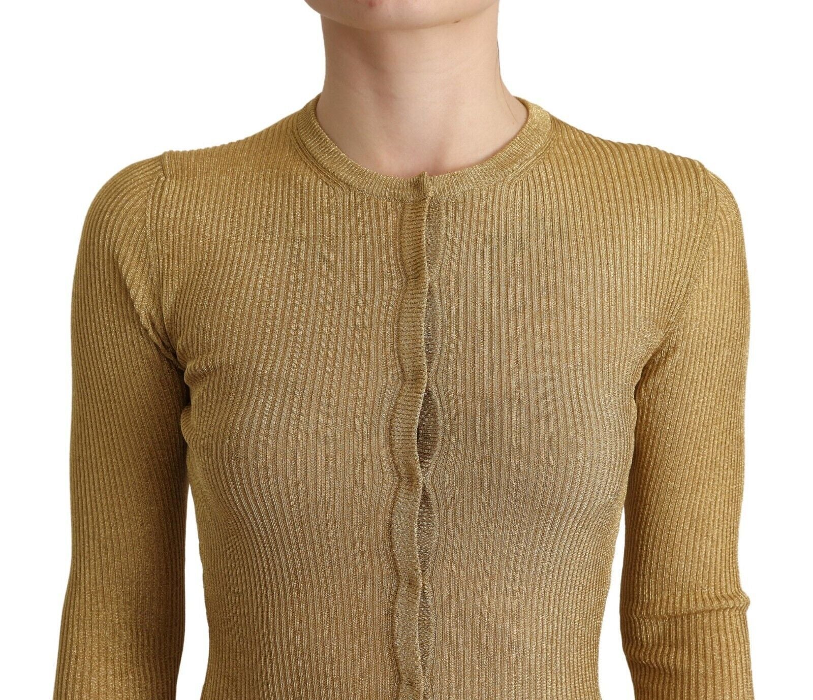 Dolce & Gabbana Gold Viscose Blend Buttons Cardigan Sweater Dolce & Gabbana