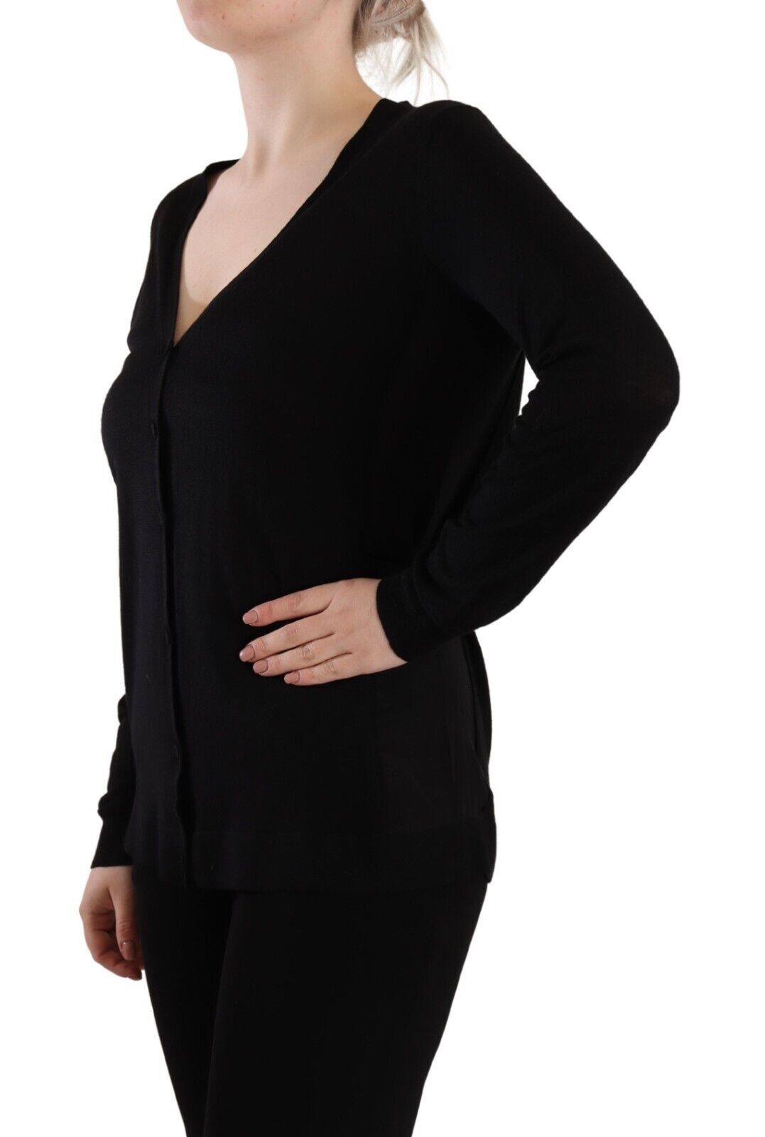 Dolce & Gabbana Black Wool V-neck Long Sleeves Pullover Top Dolce & Gabbana