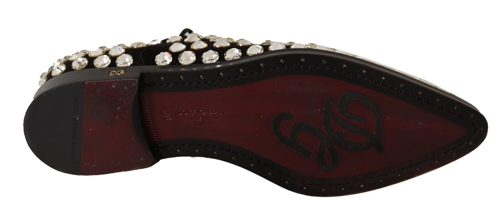 Dolce & Gabbana Black Leather Crystals Lace Up Formal Shoes Dolce & Gabbana
