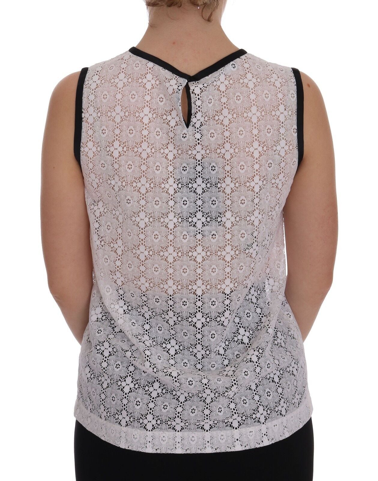 Dolce & Gabbana White Lace Floral Nylon Tank T-shirt Dolce & Gabbana