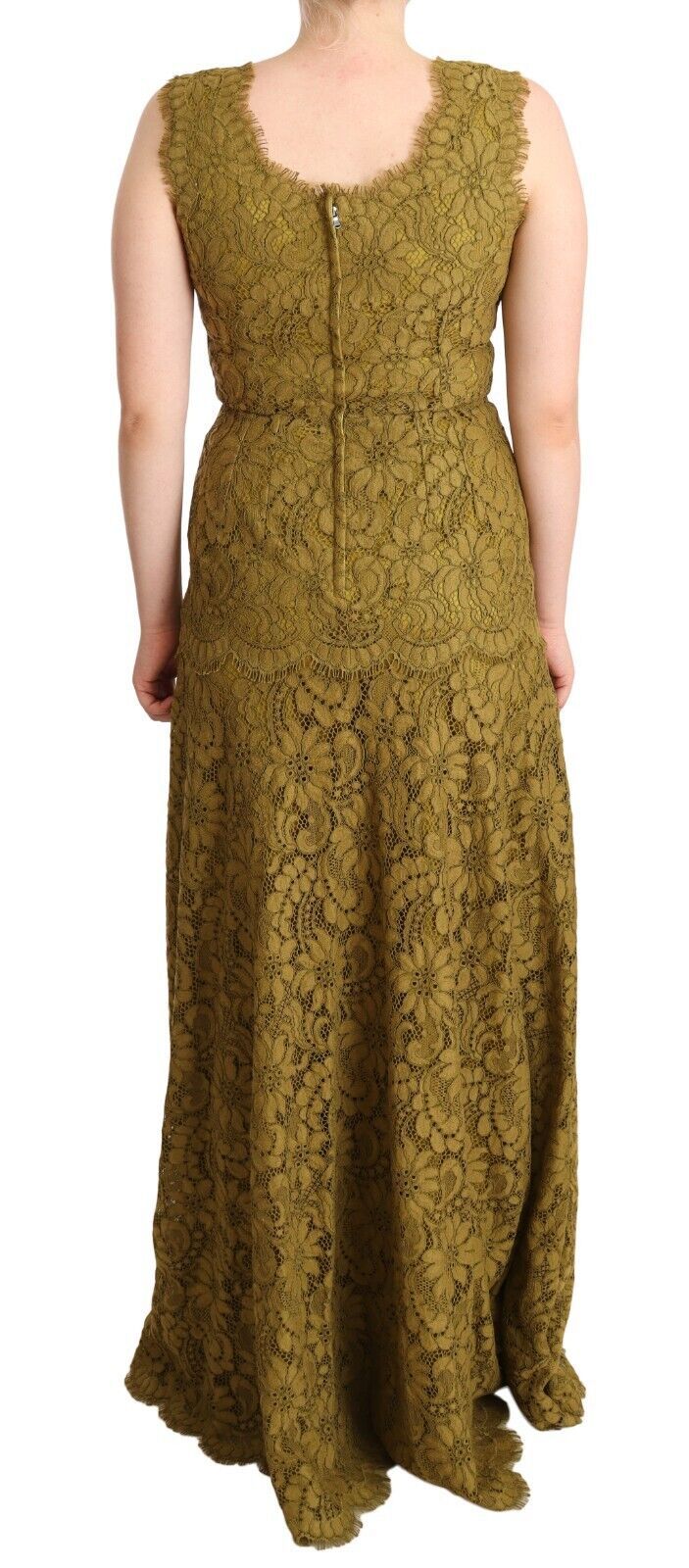 Dolce & Gabbana Brown Floral Lace Maxi Floor Length Dress Dolce & Gabbana
