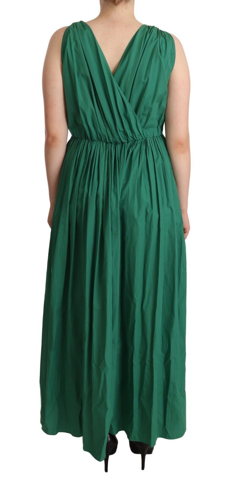 Dolce & Gabbana Green Cotton Sleeveless V-neck Dress Dolce & Gabbana