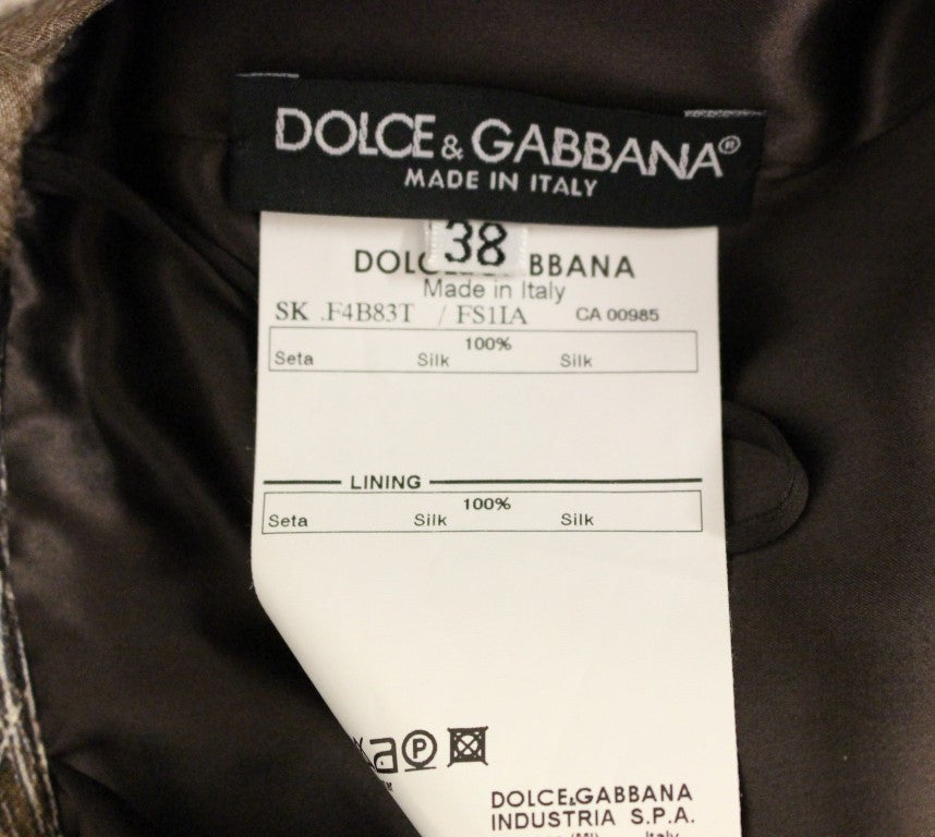 Dolce & Gabbana Brown Floral Silk Straight Full Skirt Dolce & Gabbana