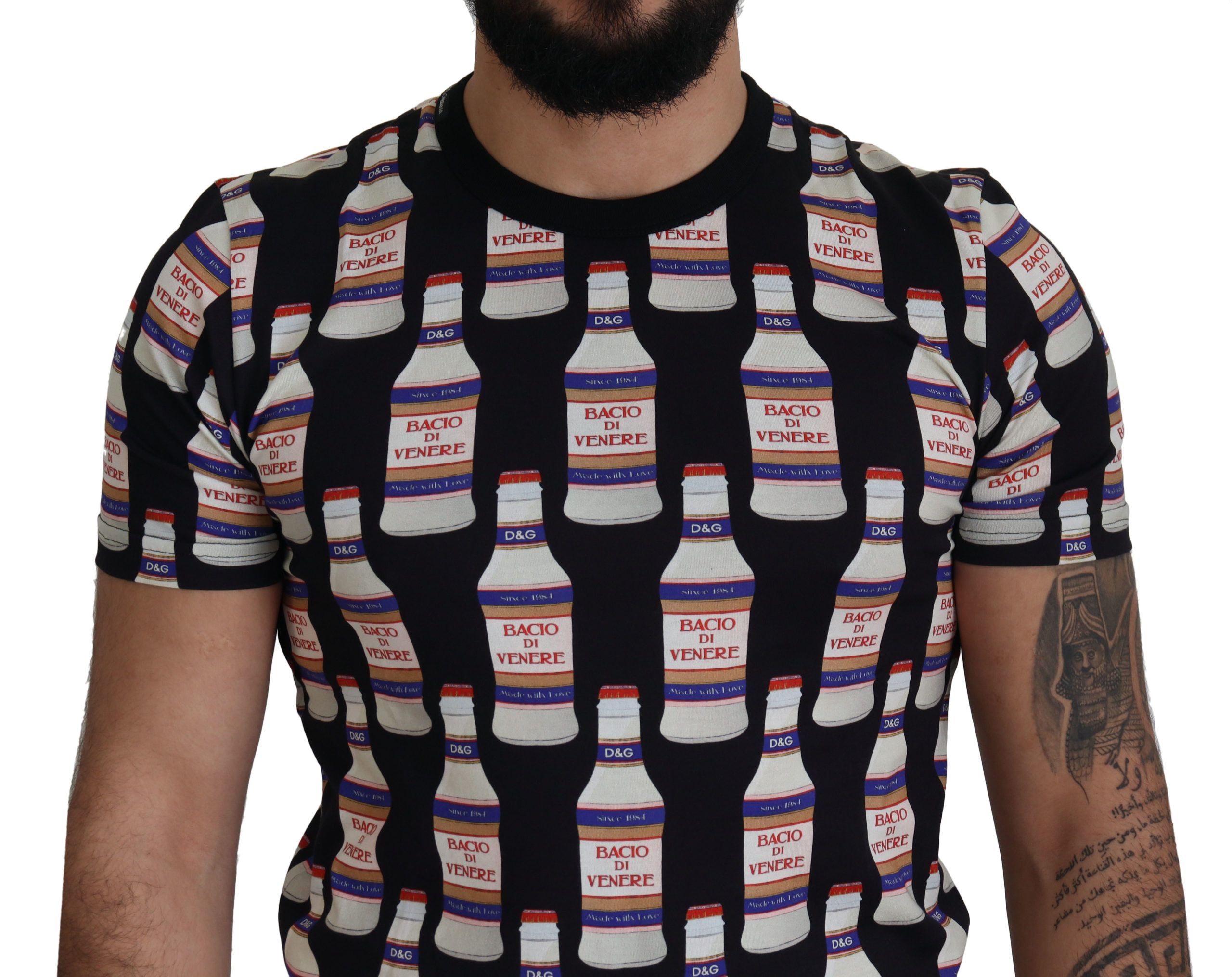 Dolce & Gabbana Black Bacio Di Venere Cotton Crew T-shirt Dolce & Gabbana