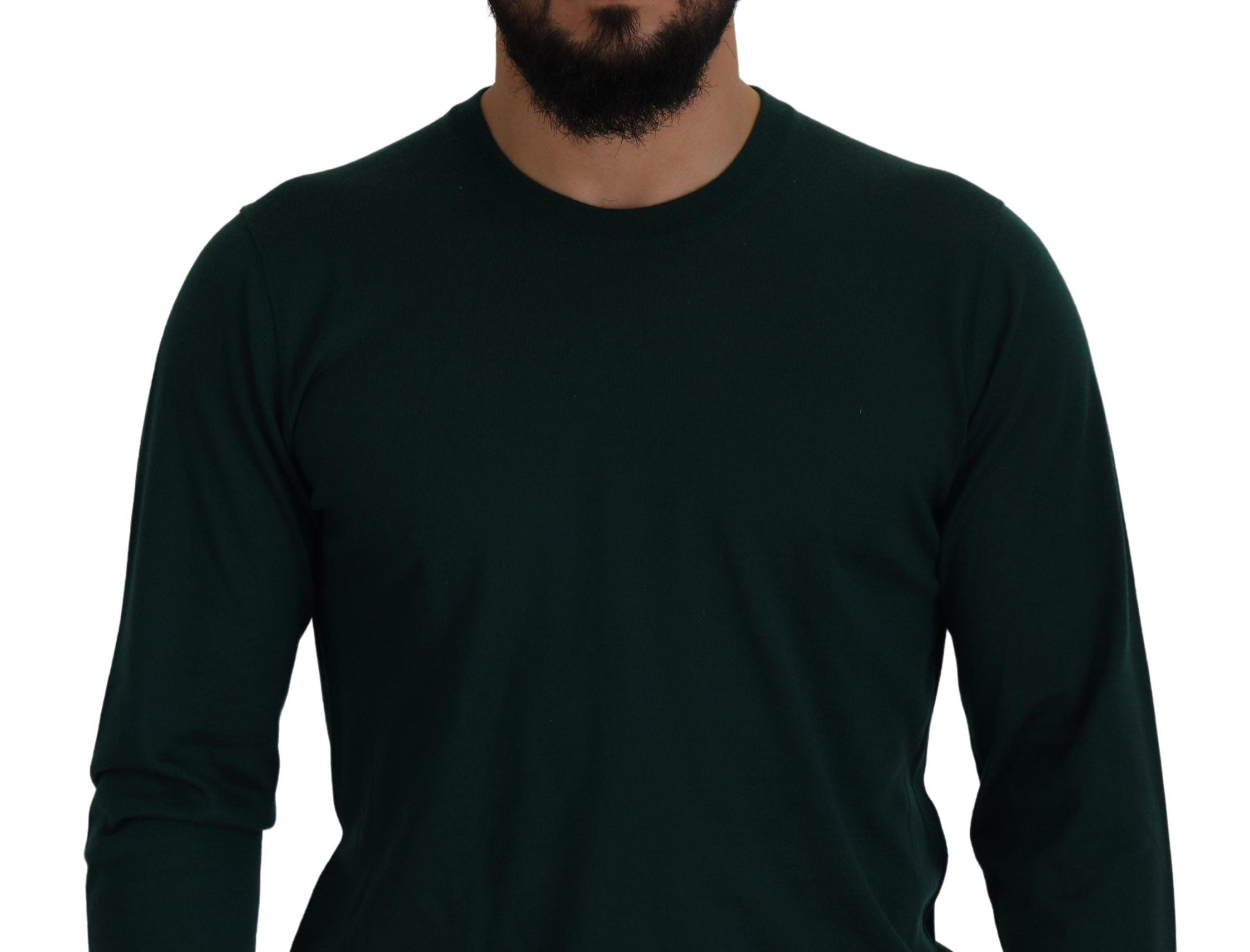 Dolce & Gabbana Green Cashmere Crewneck Pullover Sweater Dolce & Gabbana