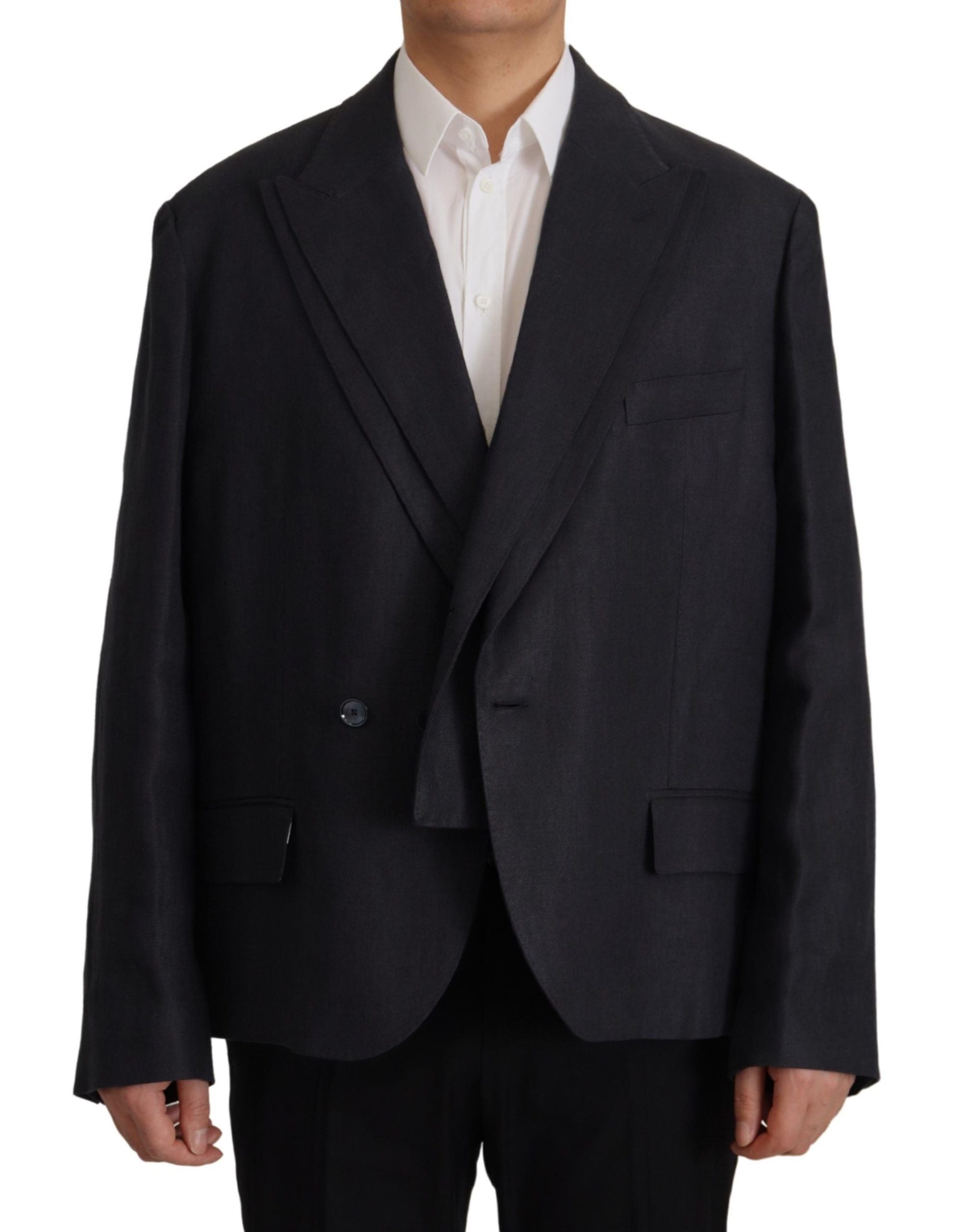 Dolce & Gabbana Blue Linen Formal Mens Blazer Jacket Dolce & Gabbana