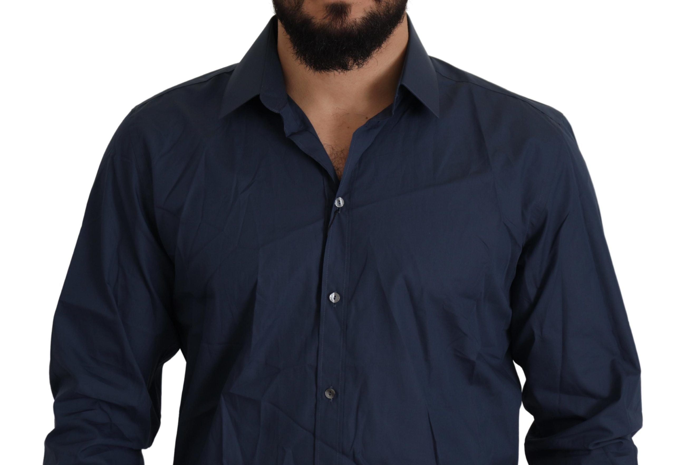 Dolce & Gabbana Blue Cotton MARTINI Slim Fit Dress Shirt Dolce & Gabbana