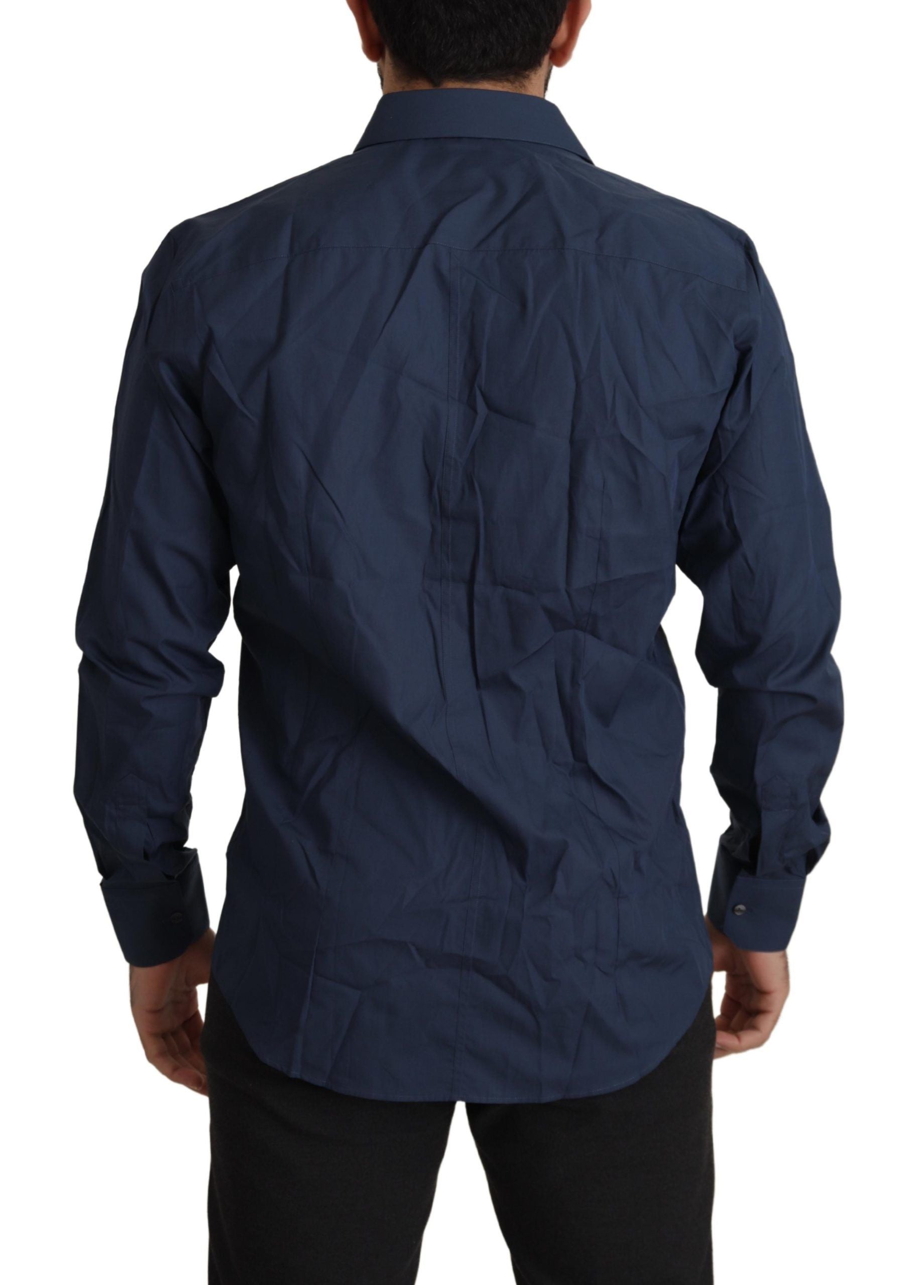 Dolce & Gabbana Blue Cotton MARTINI Slim Fit Dress Shirt Dolce & Gabbana