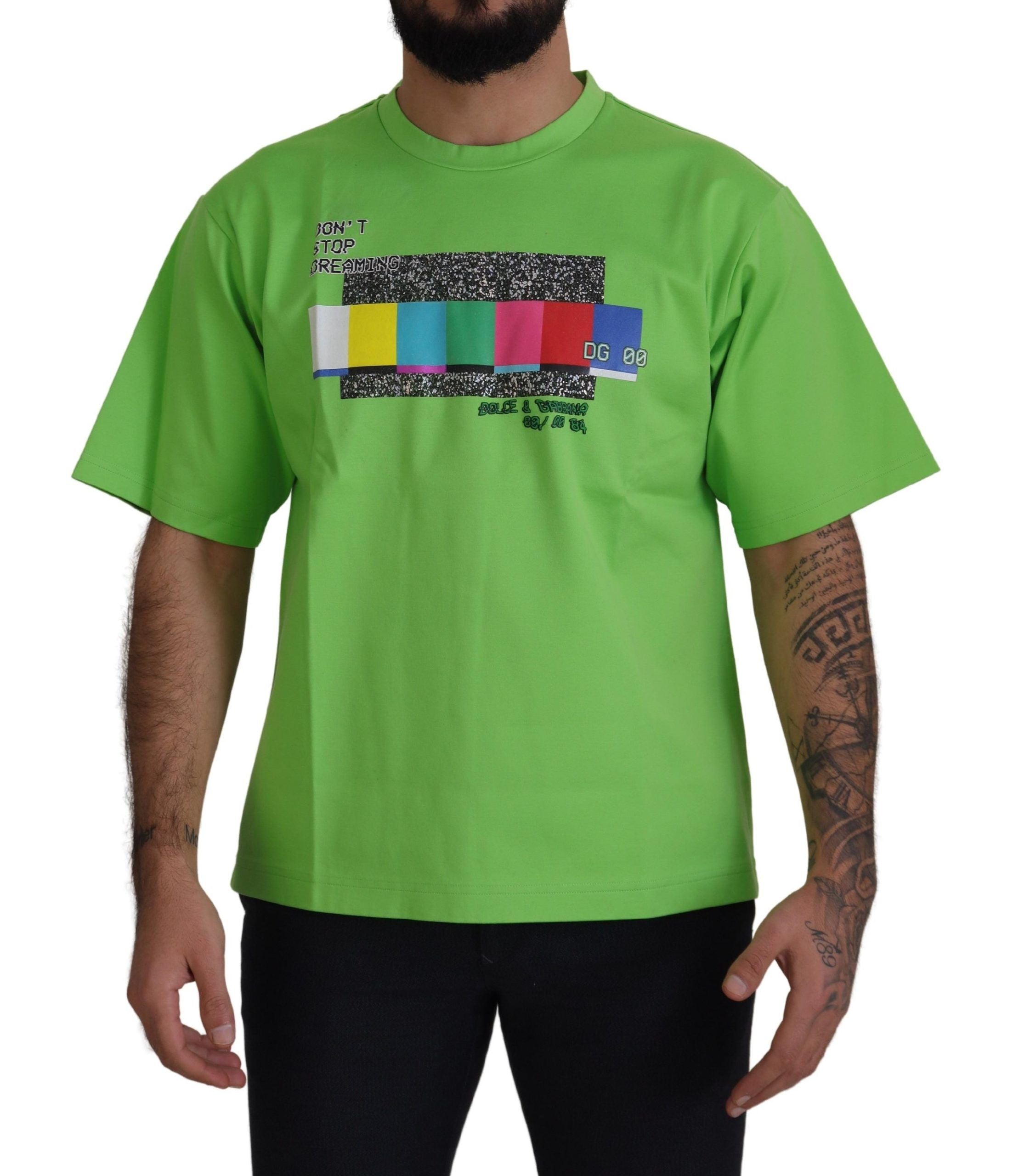 Dolce & Gabbana Green Cotton DG CHANNEL Top T-shirt Dolce & Gabbana