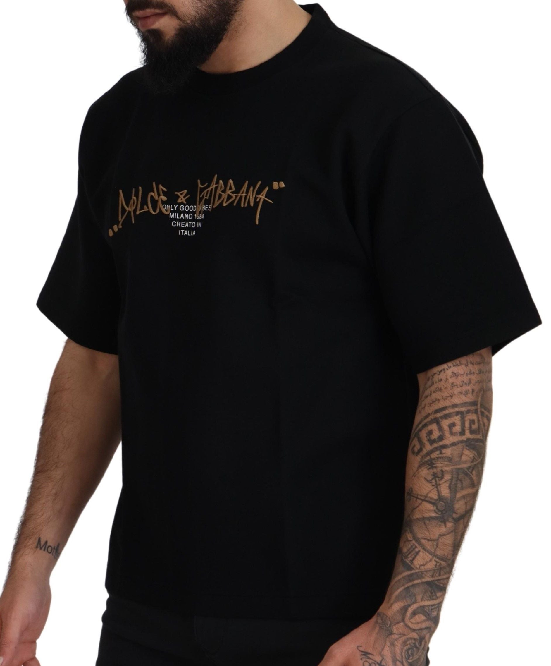 Dolce & Gabbana Black Logo Cotton Crewneck T-shirt Dolce & Gabbana