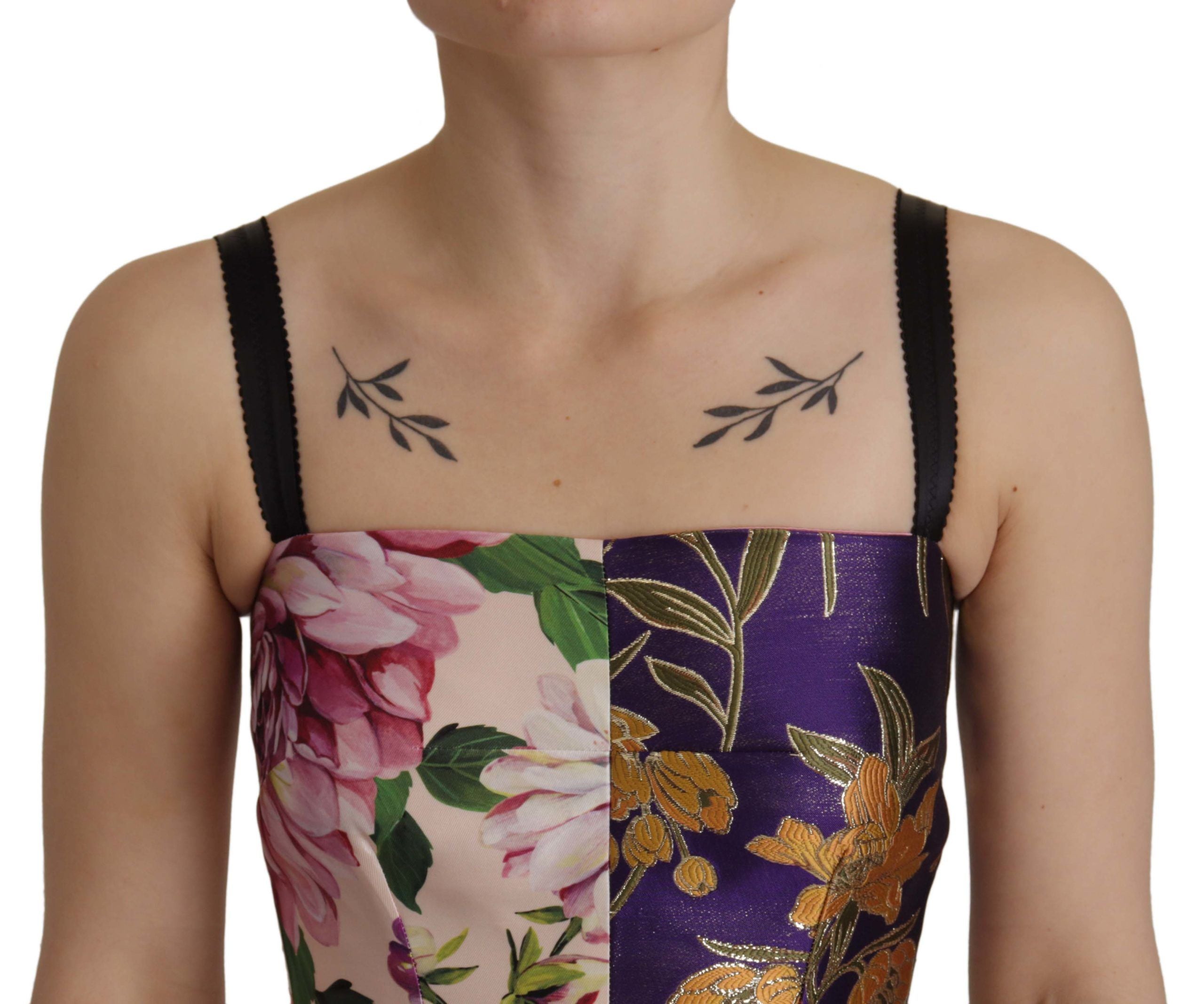 Dolce & Gabbana Dress Midi Patchwork Floral Jaquard Silk Dolce & Gabbana