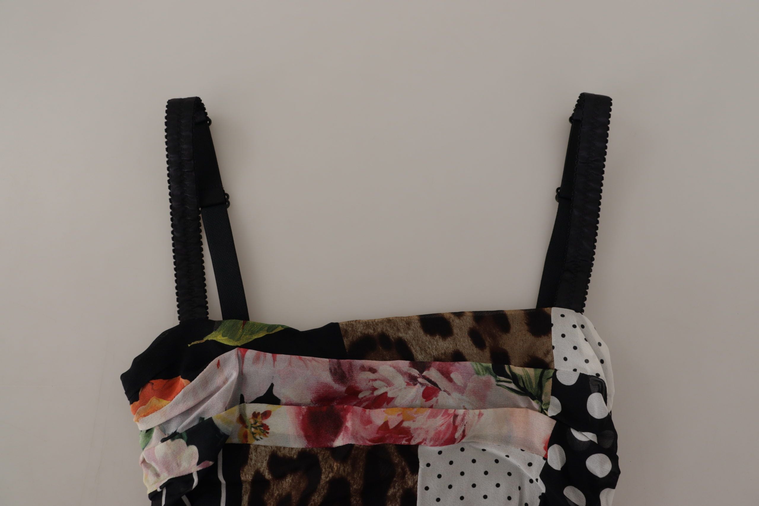 Dolce & Gabbana Multicolor Pachwork Midi Floral Silk Leopard Bodycon Dress Dolce & Gabbana