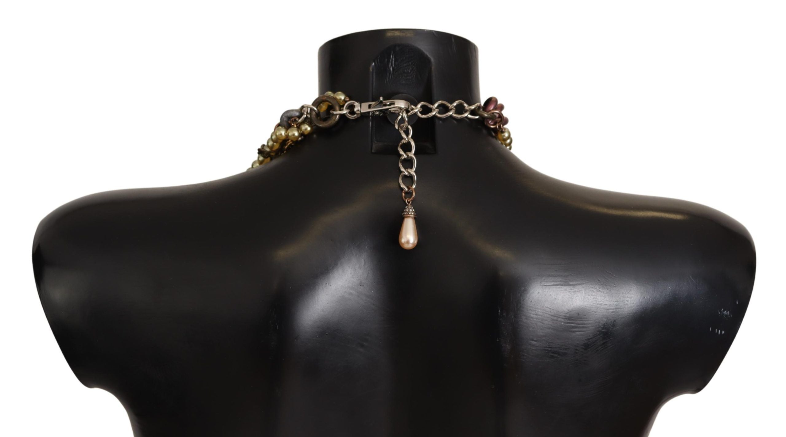 Dolce & Gabbana Gold Brass Sicily Floral Crystal Statement Necklace Dolce & Gabbana