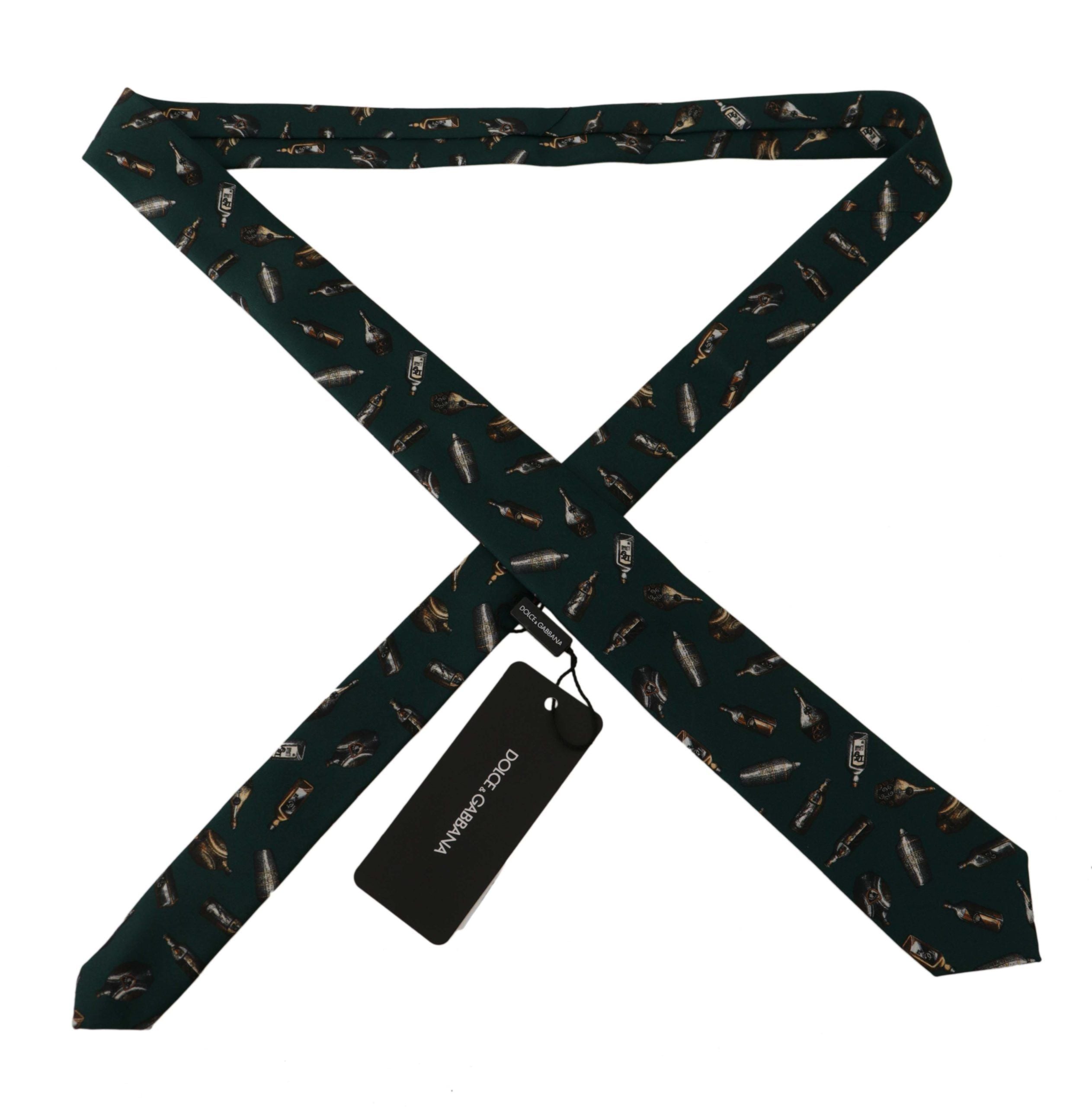Dolce & Gabbana Black Bottle Fantasy Print Silk Adjustable Accessory Tie Dolce & Gabbana
