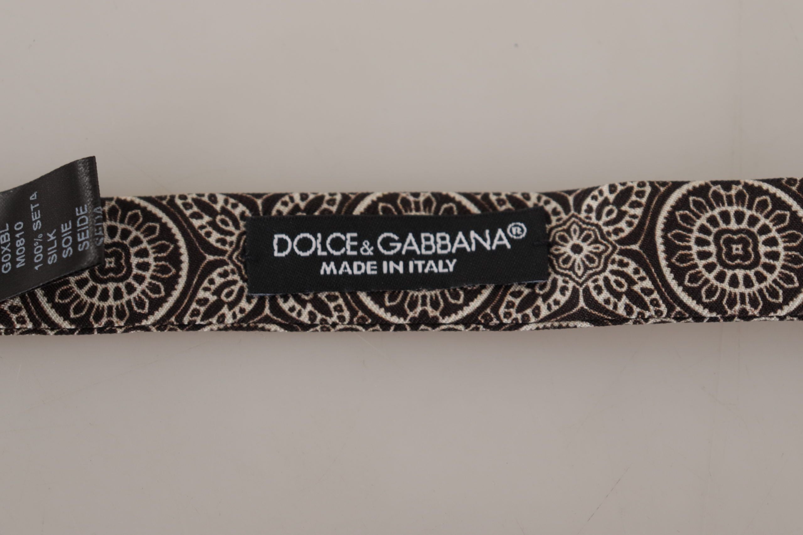 Dolce & Gabbana Black white 100% Silk Adjustable Neck Papillon Tie Dolce & Gabbana